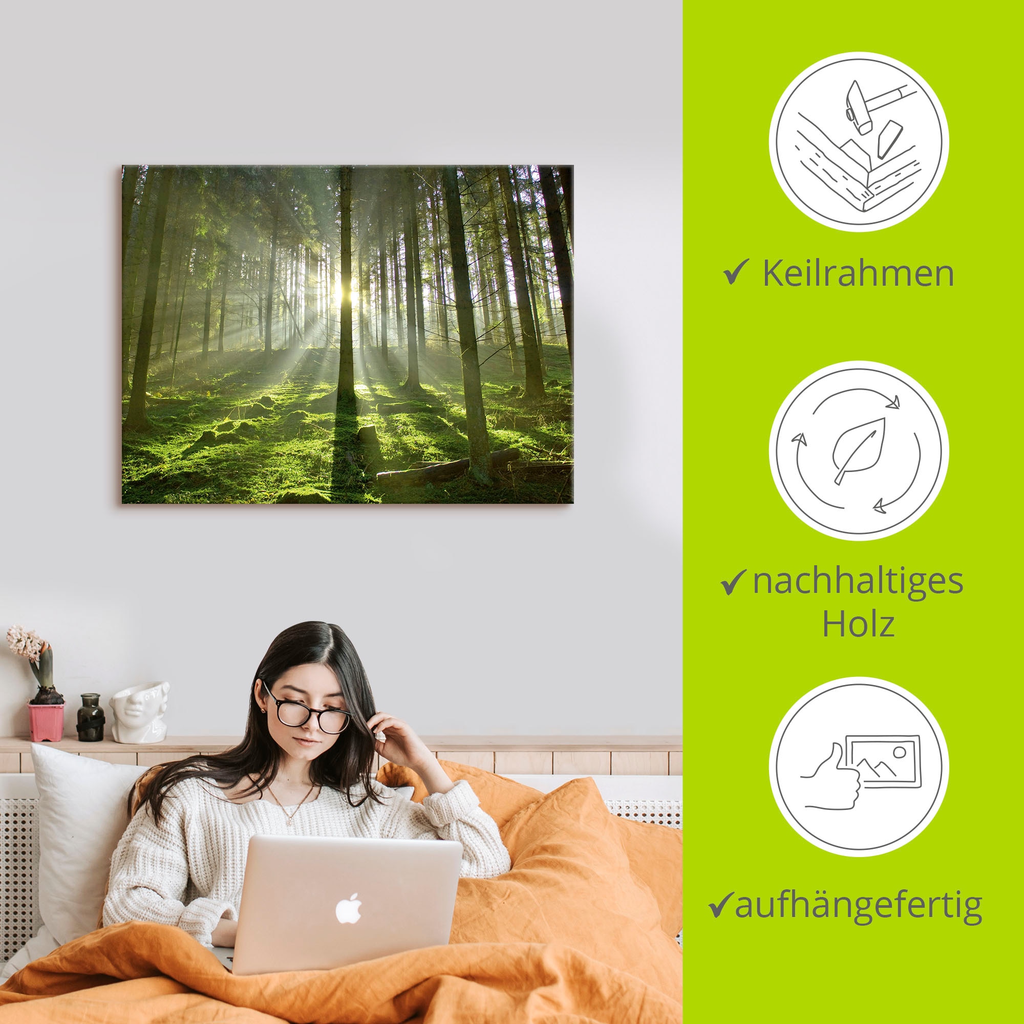 Artland Wandbild »Wald im Gegenlicht«, Wald, (1 St.), als Leinwandbild, Poster in verschied. Größen
