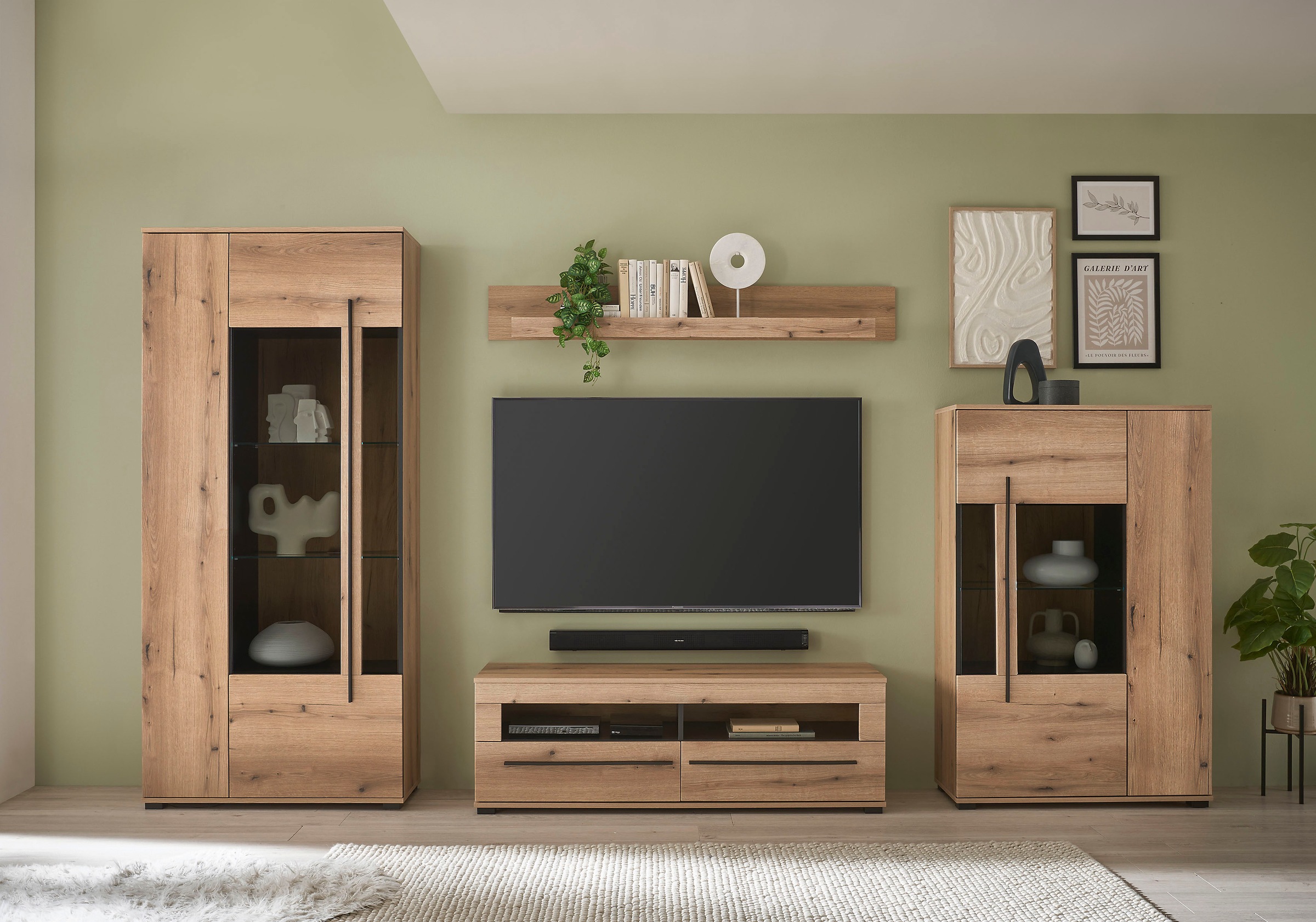 INOSIGN Lowboard »modernes TV-Unterteil, Kommode in Eiche Evoke oder weiß«, schwarze Stangengriffe, ausreichend Stauraum, vielseitig einsetzbar