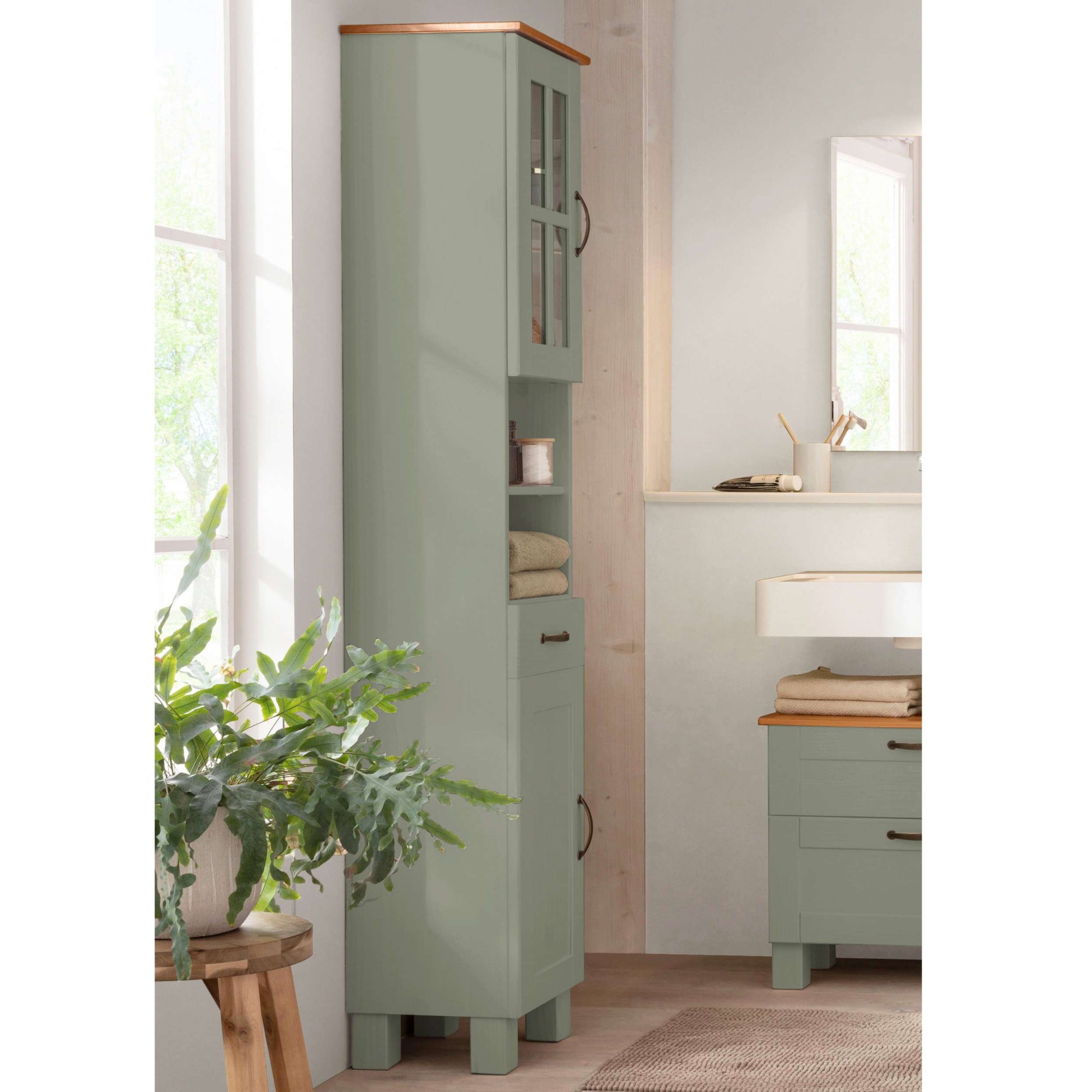 Home affaire Hochschrank »Rodby«, FSC®-zertifiziertes Massivholz, Breite 33cm, Höhe 180cm
