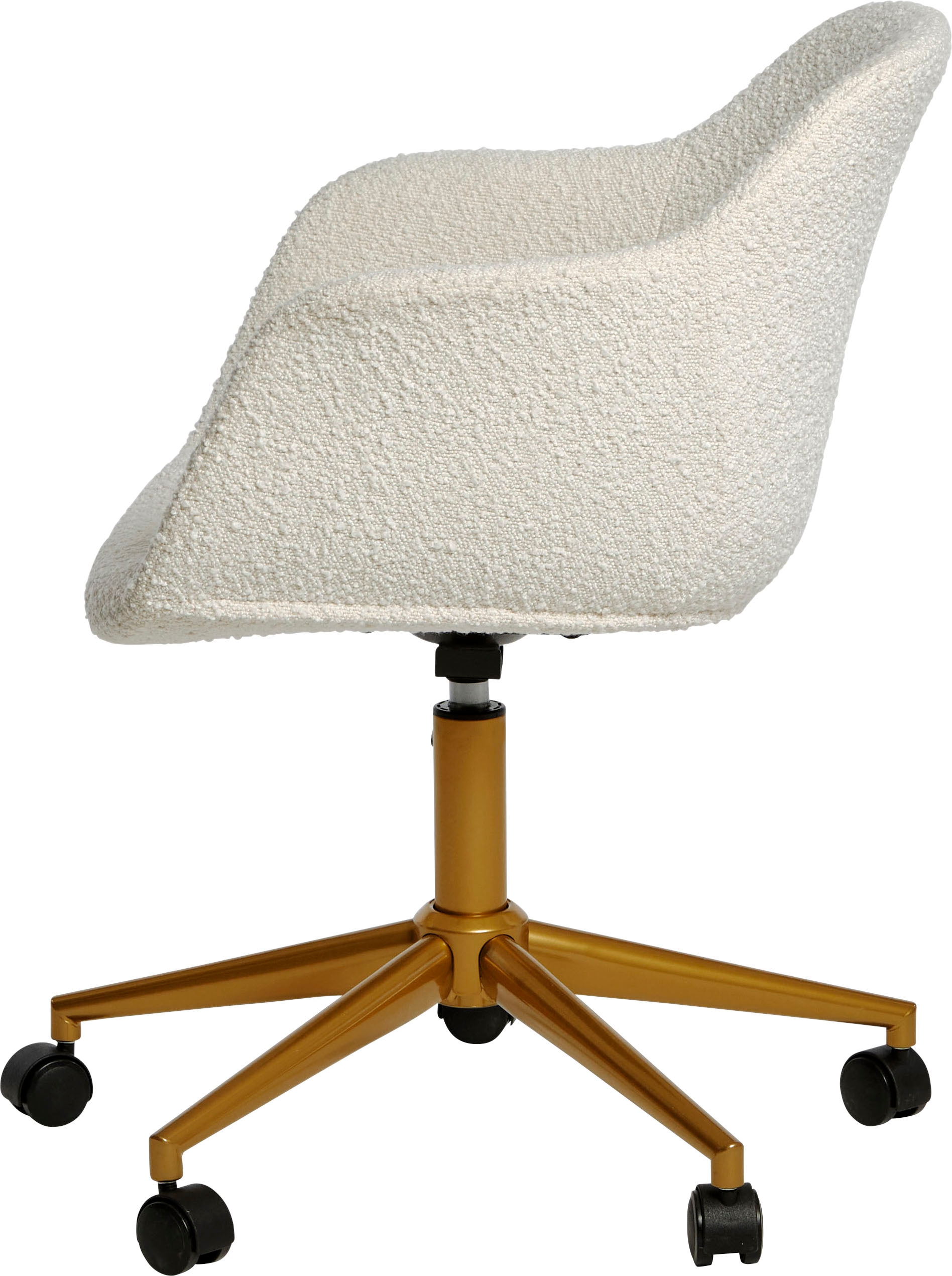Jahnke Schreibtischstuhl »SHELL WORX«, 1 St., Bouclé, Büro-/ Schreibtischstuhl, höhenverstellbar, Samt, Gestell in Gold-Look