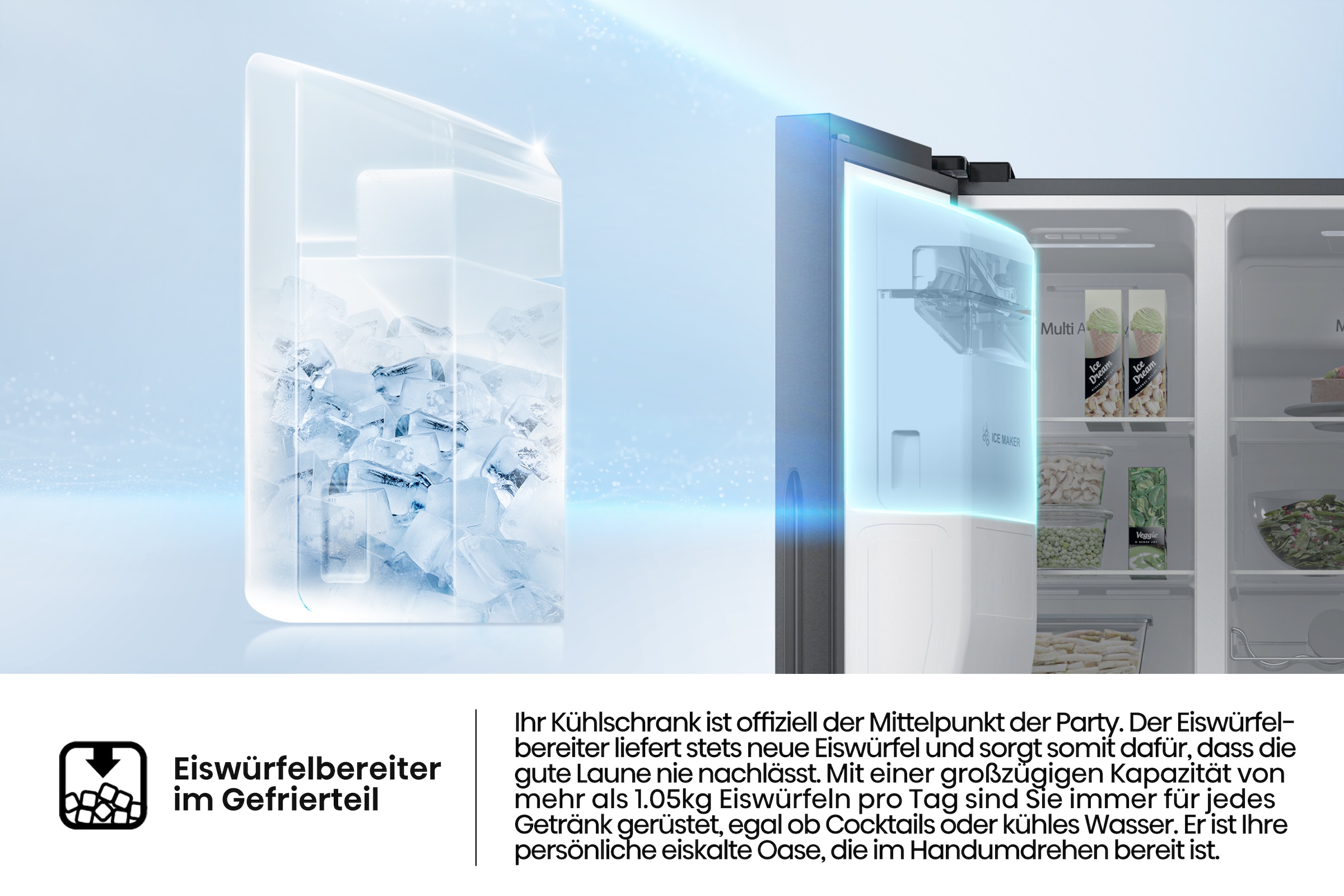 Hisense Side-by-Side »RSIM535AFE«, Wasser-/Eisspender, NoFrost, mit Wassertank, Made in Europe
