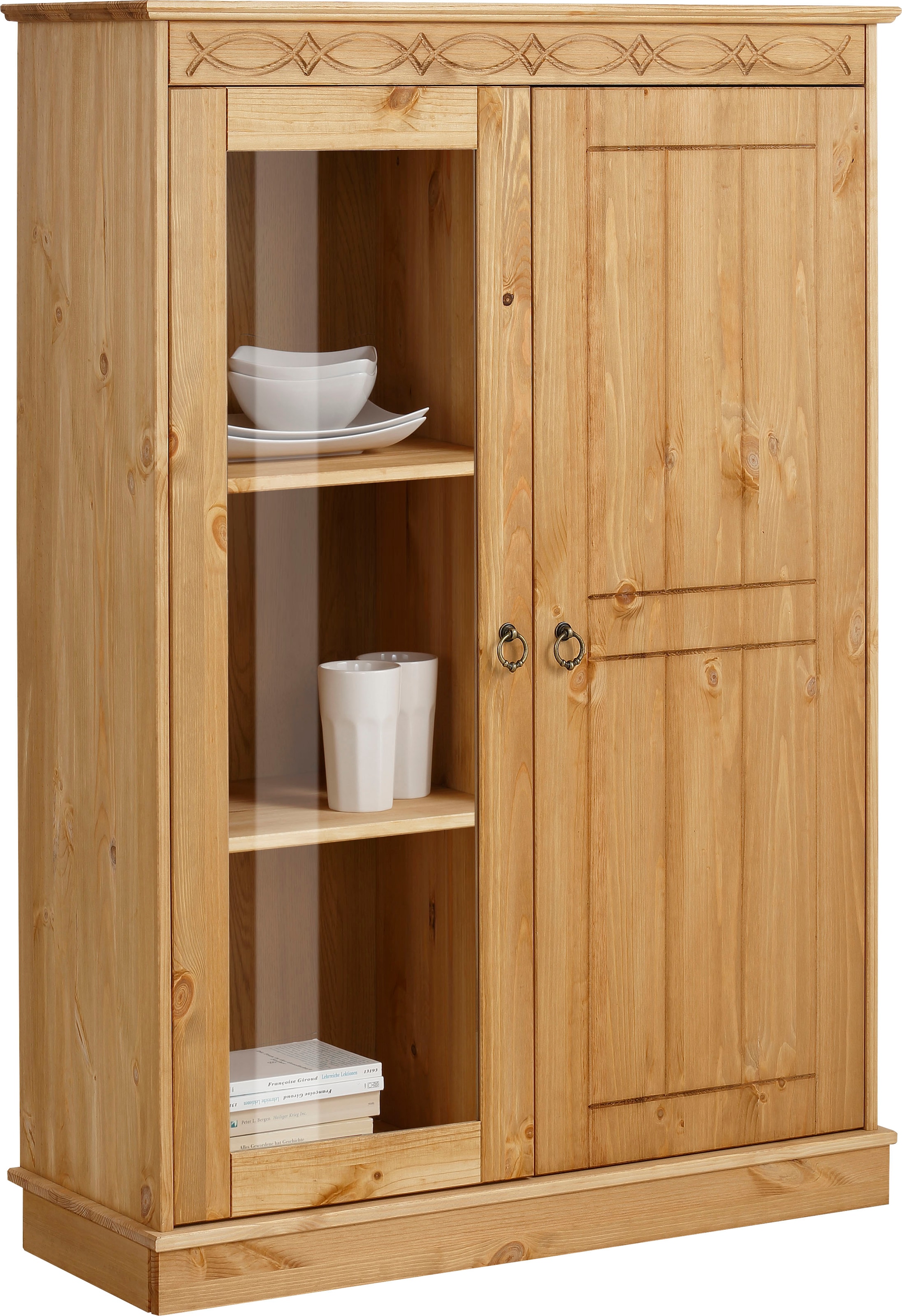 Home affaire Highboard »Indra«, Vitrine, Breite 85 cm, aus massiver Kiefer