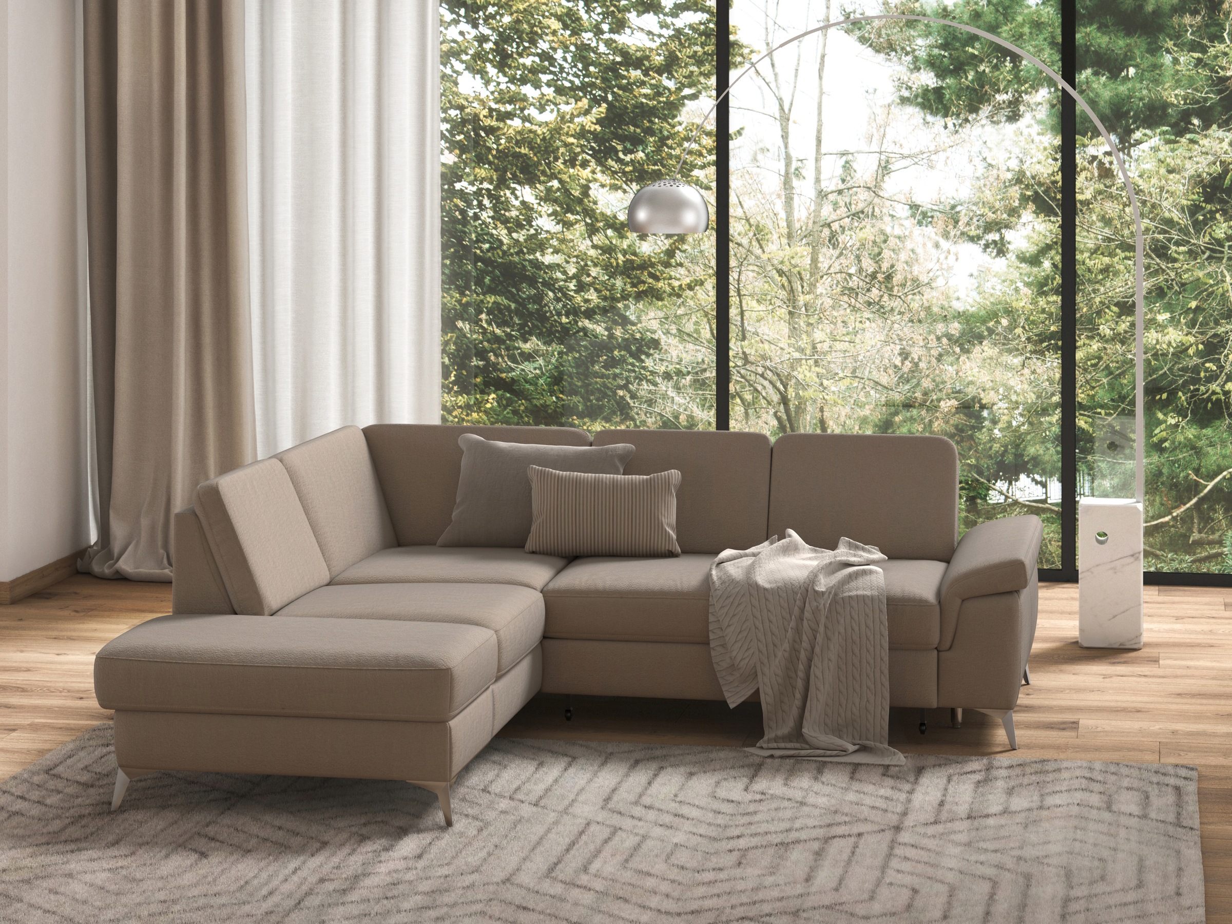 sit&more Ecksofa »Padua L-Form«, inklusive Sitztiefenverstellung, Armteilfunktion und Federkern
