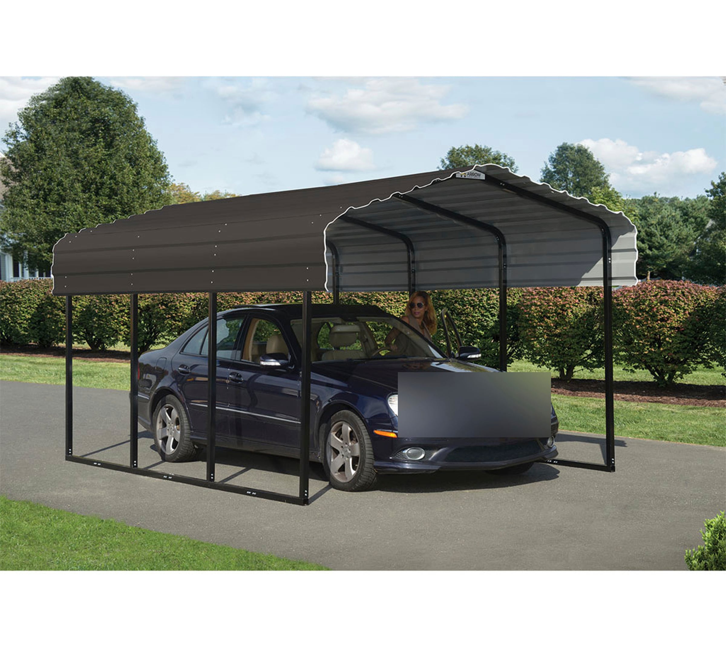 ShelterLogic Einzelcarport »Venedig«, Stahl, 300 cm, Schwarz, aus Stahl, Schneelast bis zu 160 kg/m²