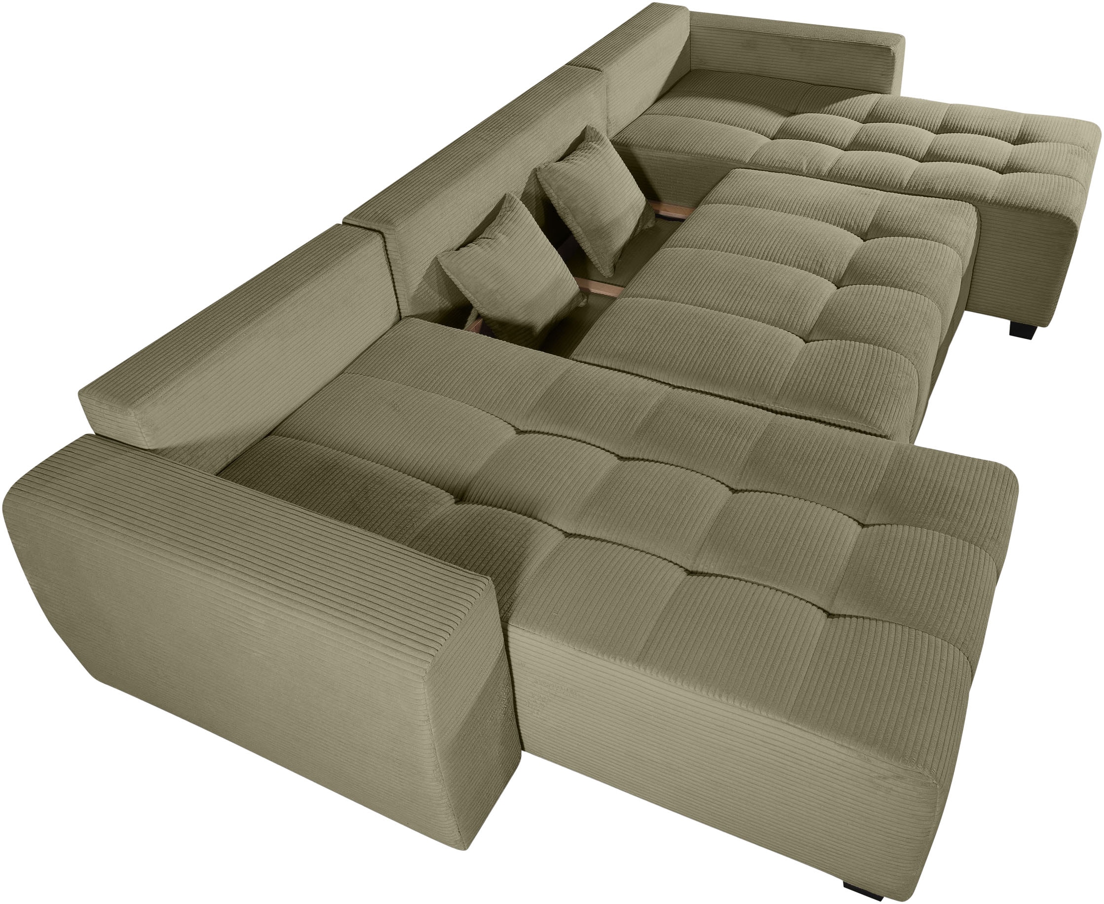 OTTO home Wohnlandschaft »Bella U-Form, B: 314 cm, inkl. Schlaffunktion, auch in Cord« inkl. Bettkasten, Bonellfederkern, extra große Liegefläche: 269x135cm