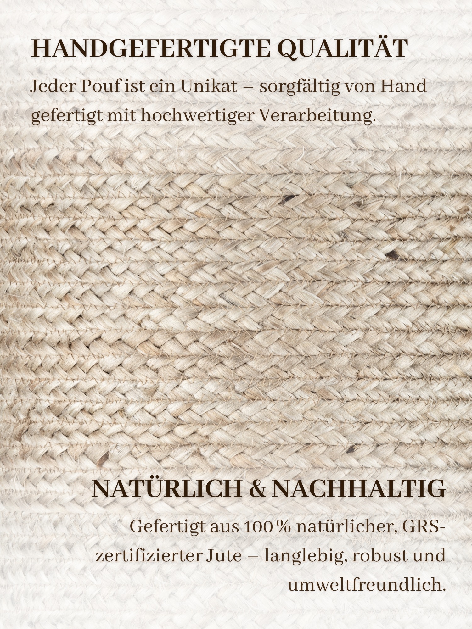 HANSE Home Pouf »Jutta, Jute«, (1 St.), Jute, Natur, Wohnzimmer, Esszimmer, Schlafzimmer, Flur, Modern, Boho