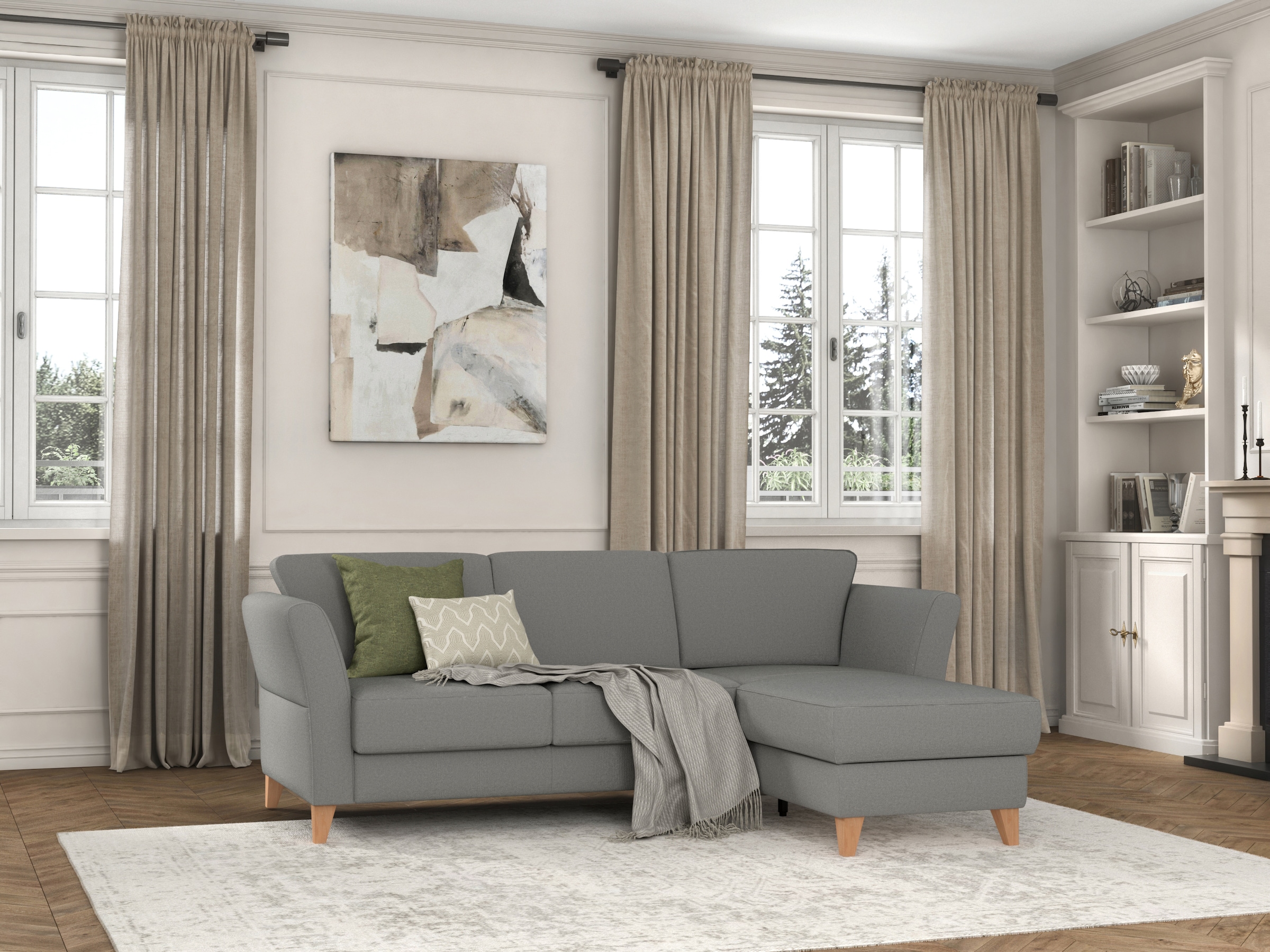 sit&more Ecksofa »Visby L-Form«, Wahlweise mit Bettfunktion und Bettkasten, frei im Raum stellbar