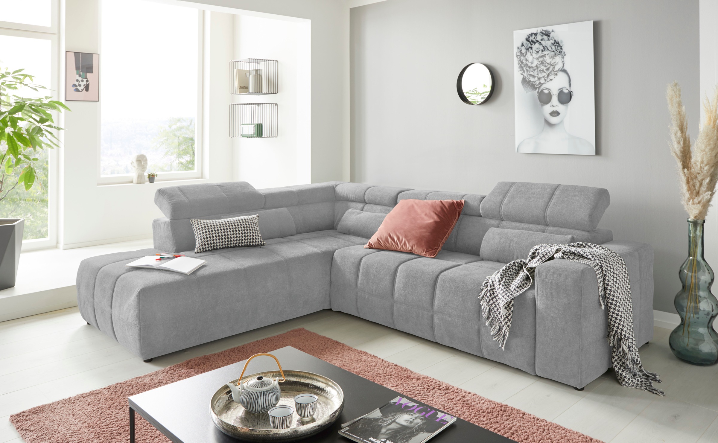 DOMO collection Ecksofa »Brandon L-Form, auch in Leder« inklusive Kopfteilv günstig online kaufen