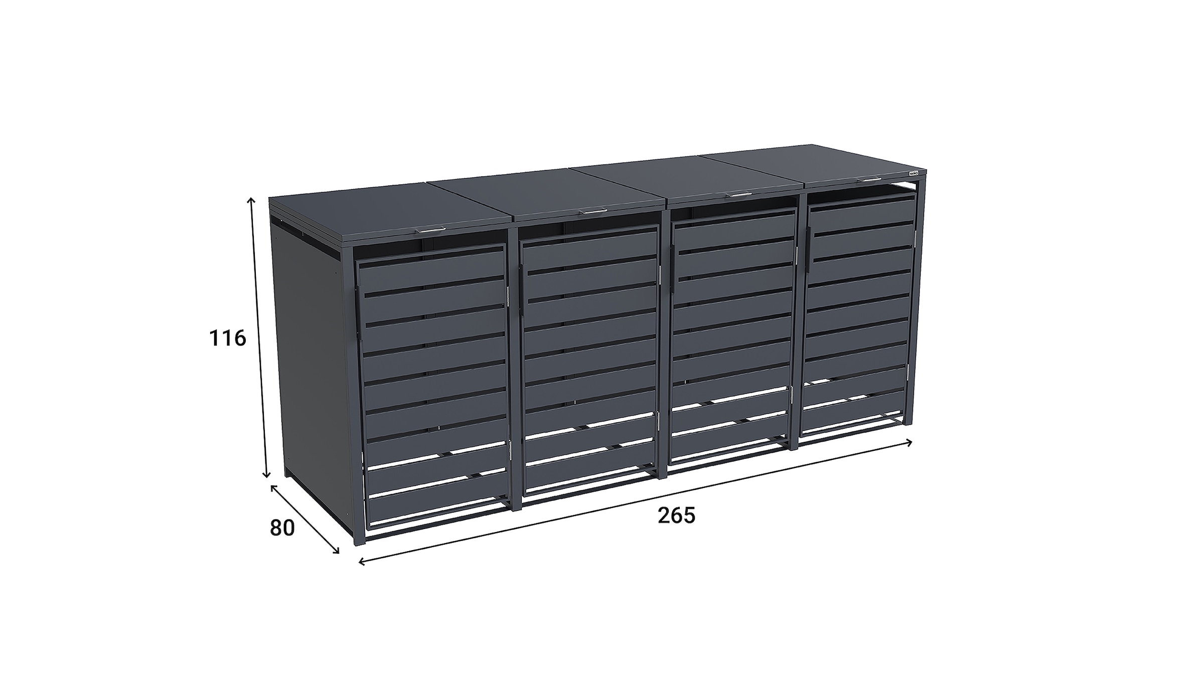 weka Mülltonnenbox »Gary« Metall pulverbeschichtet, für 4 Mülltonnen, BxTxH: 265x80x116 cm