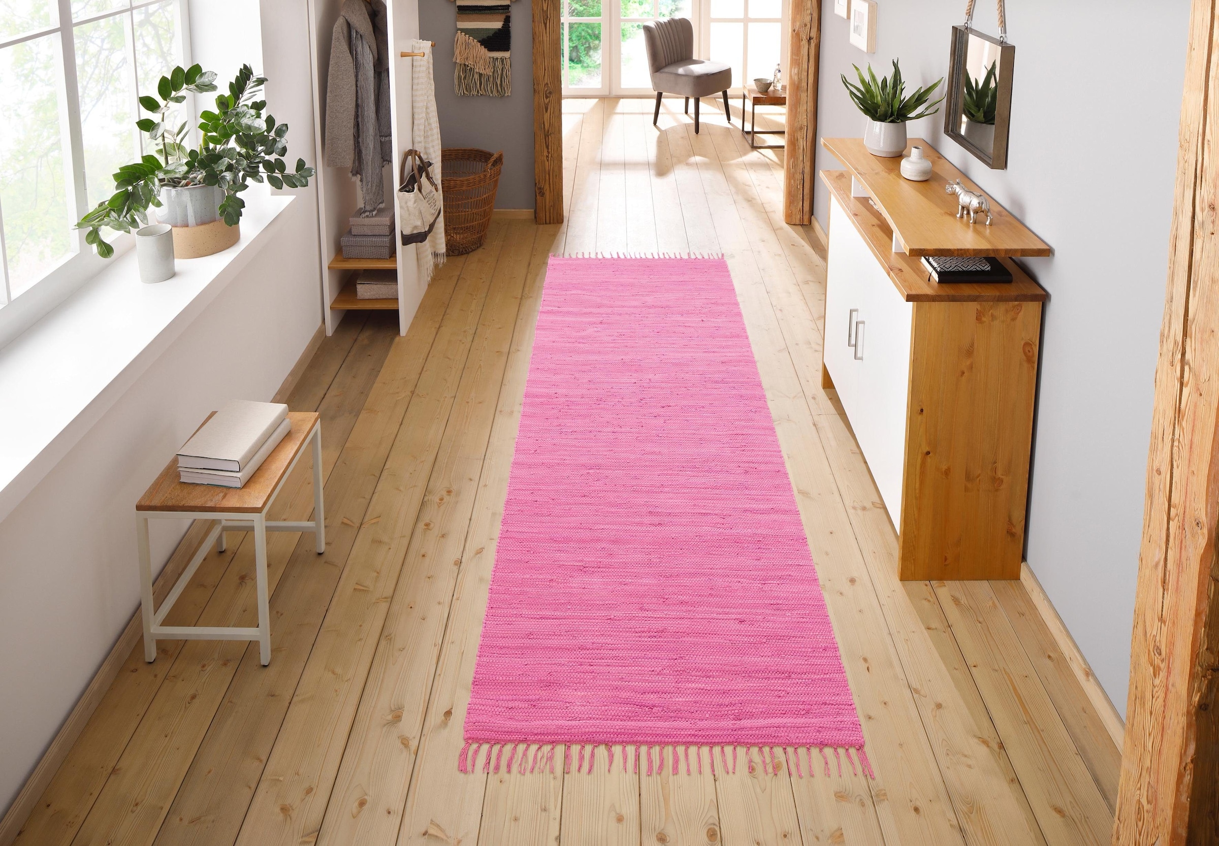 my home Teppich »Paul«, rechteckig, 5 mm Höhe, Wendeteppich, Uni, handgeweb günstig online kaufen