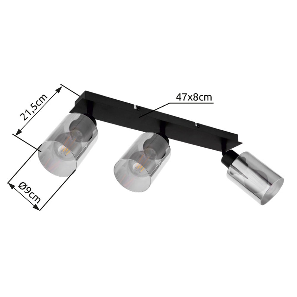 GLOBO LIGHTING Deckenspot »HADERA« E27 1 Stk. Deckenstrahler schwarz matt, Rauchglas, E27