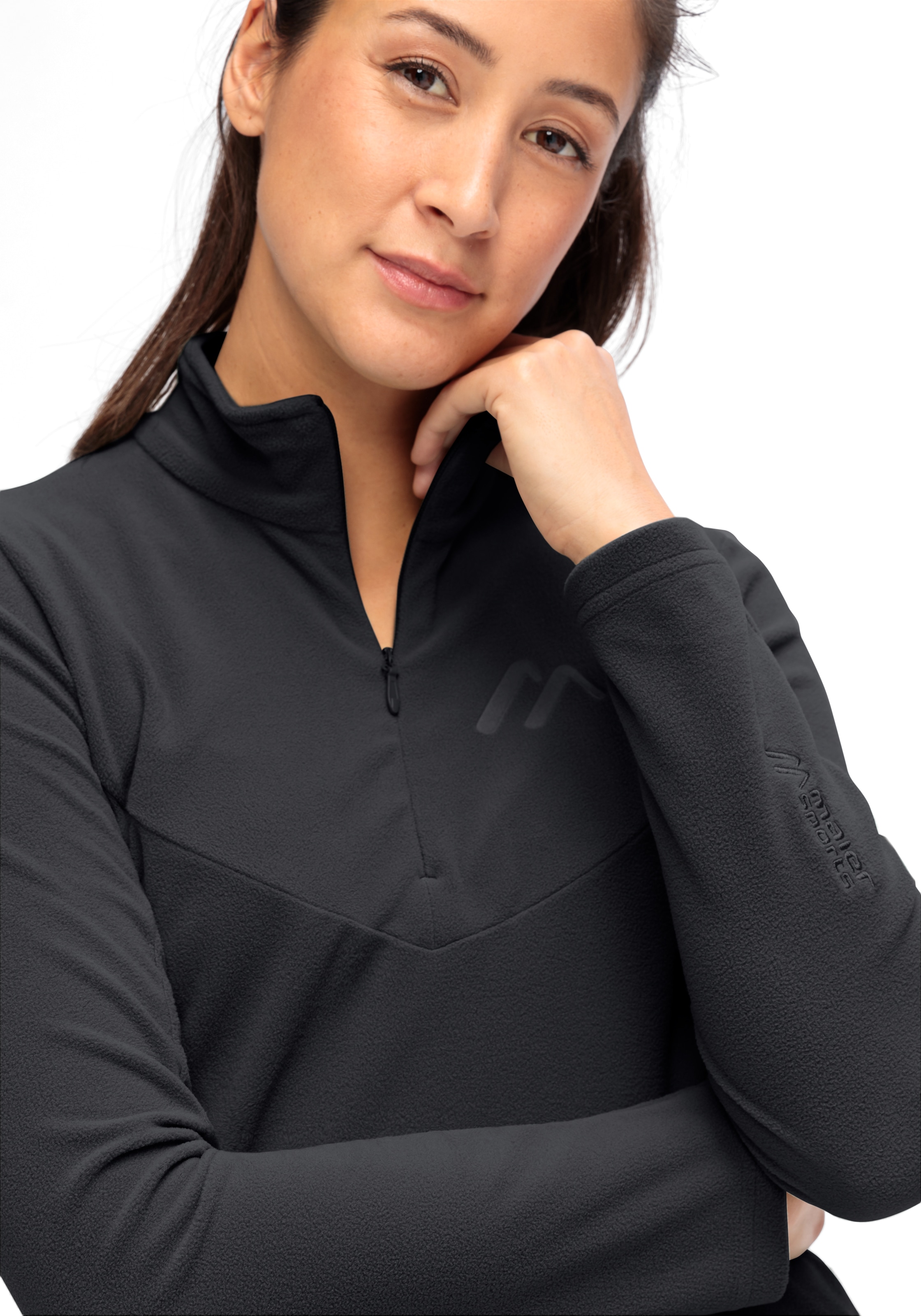 Maier Sports Fleecepullover »Denise HZ W«, Damen Midlayer, pflegeleichtes Half-Zip Fleece