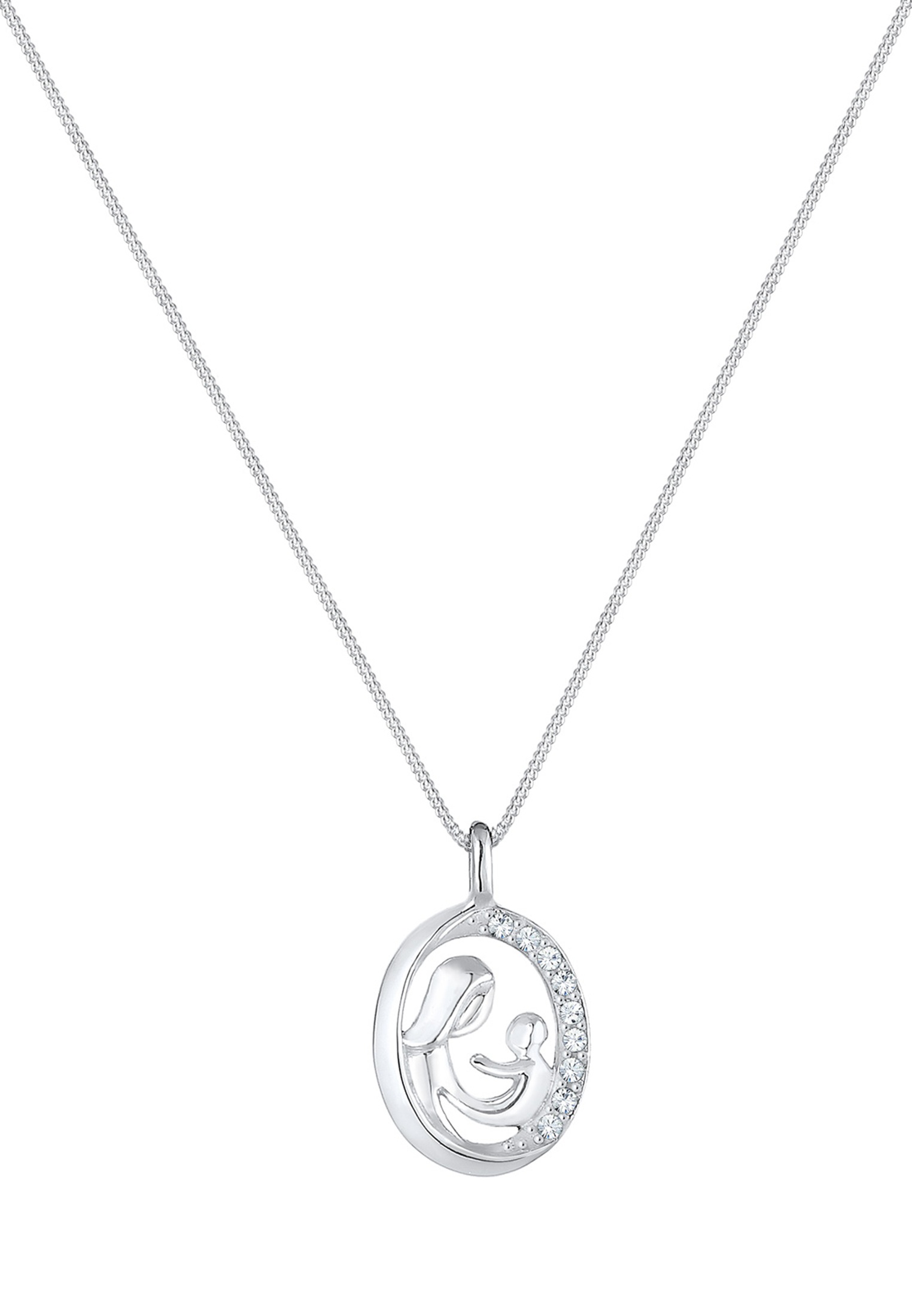 Elli Collierkettchen »Mutter Kind Glas Kristalle Weiß 925 Sterling Silber«