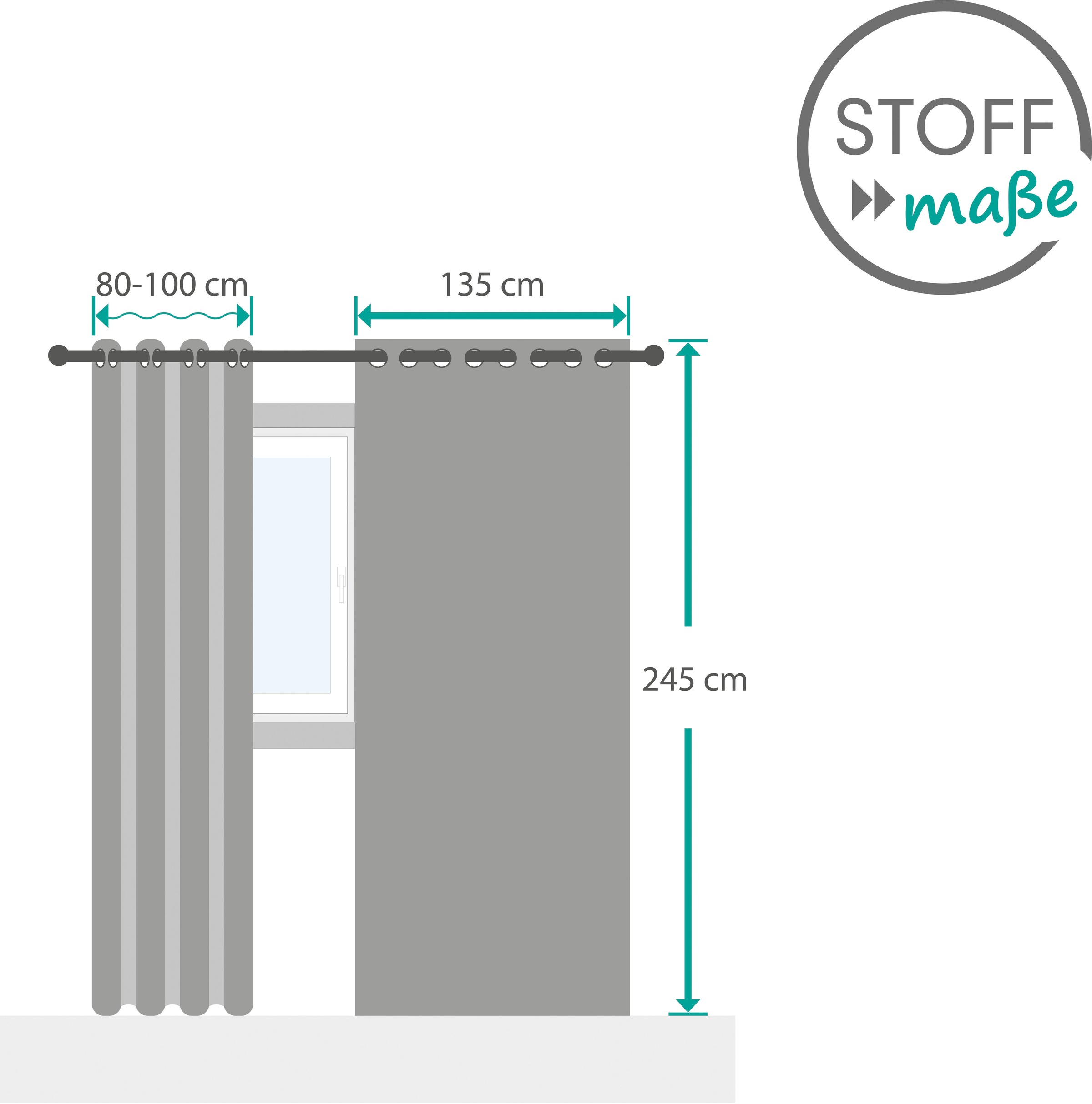 decolife Gardine »Toja«, (1 St.), Ösenschal weiß mit grauem Print