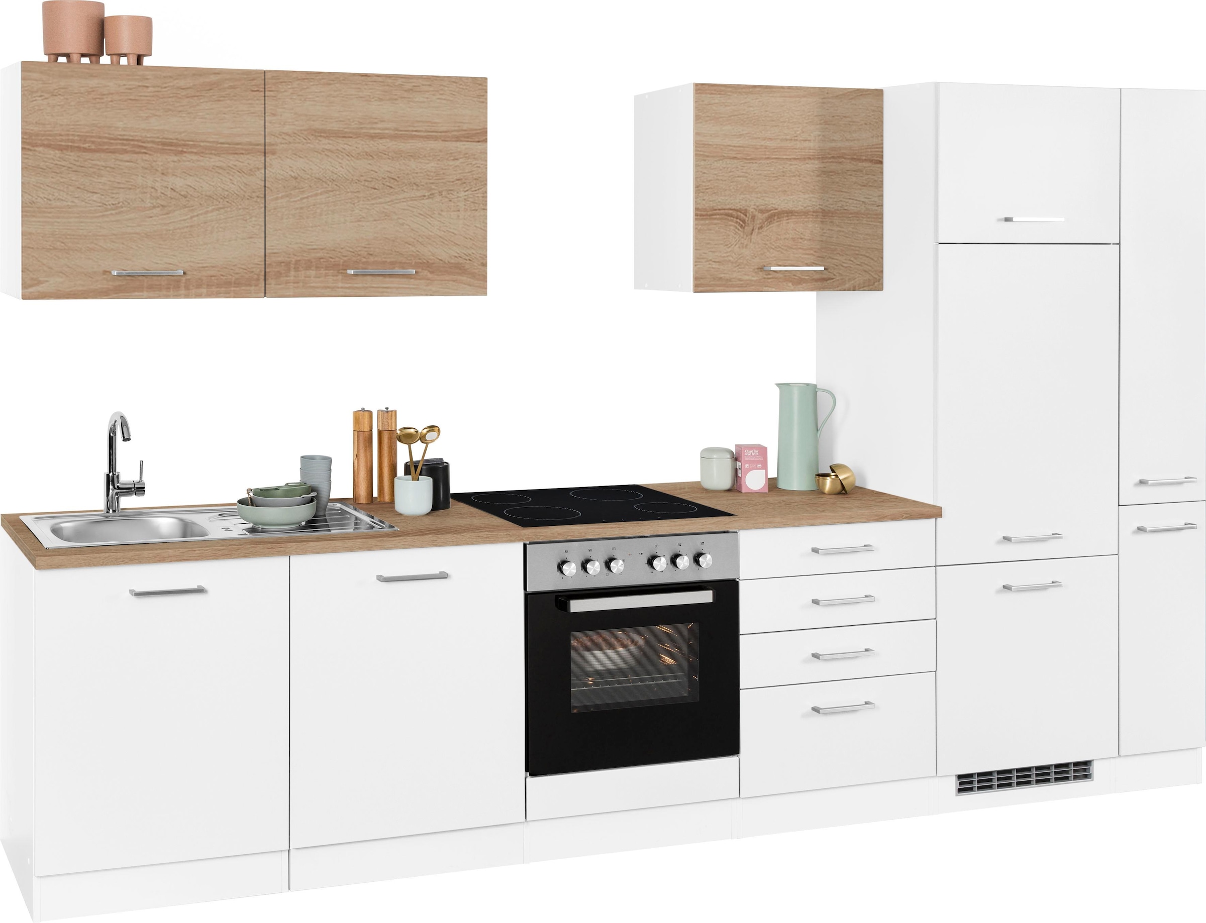 KOCHSTATION Küchenzeile »KS-Visby«, ohne E-Geräte, Breite 330 cm für Kühlschrank und Geschirrspüler