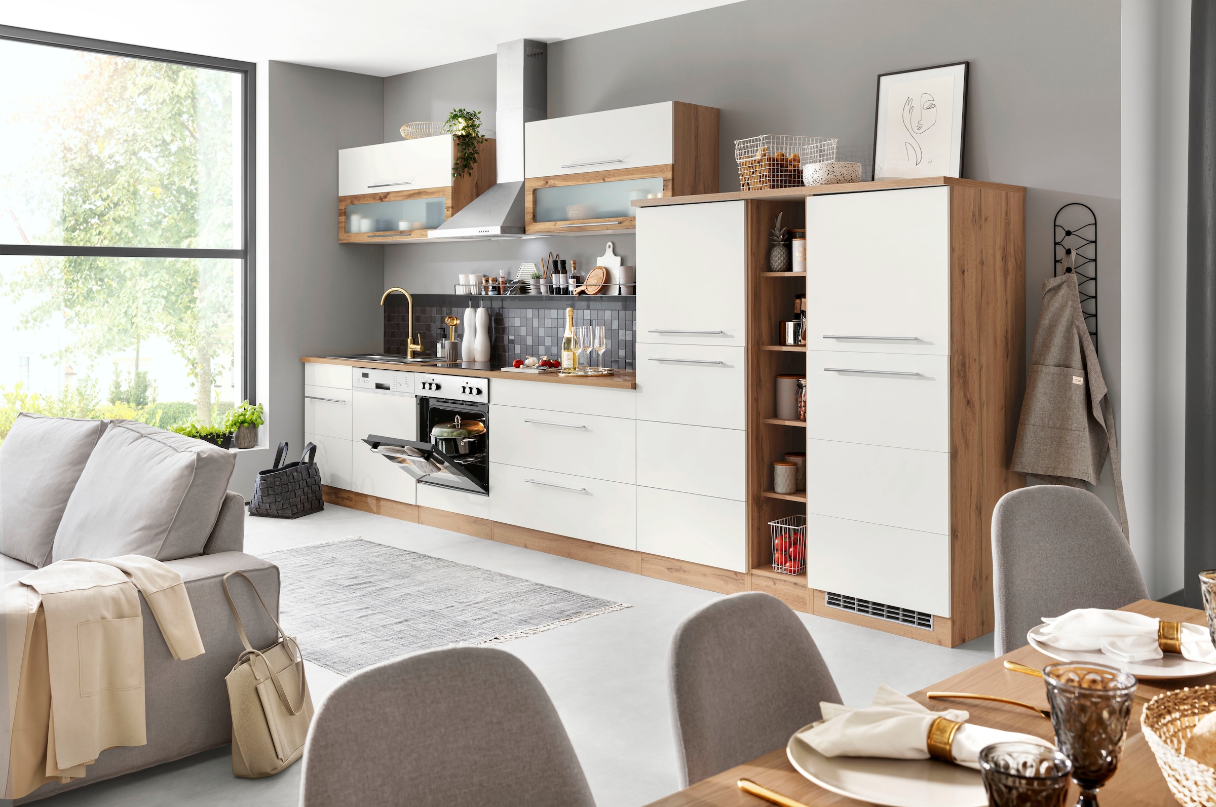 KOCHSTATION Küchenzeile »KS-Wien« Breite 420 cm, wahlweise mit E-Geräten günstig online kaufen