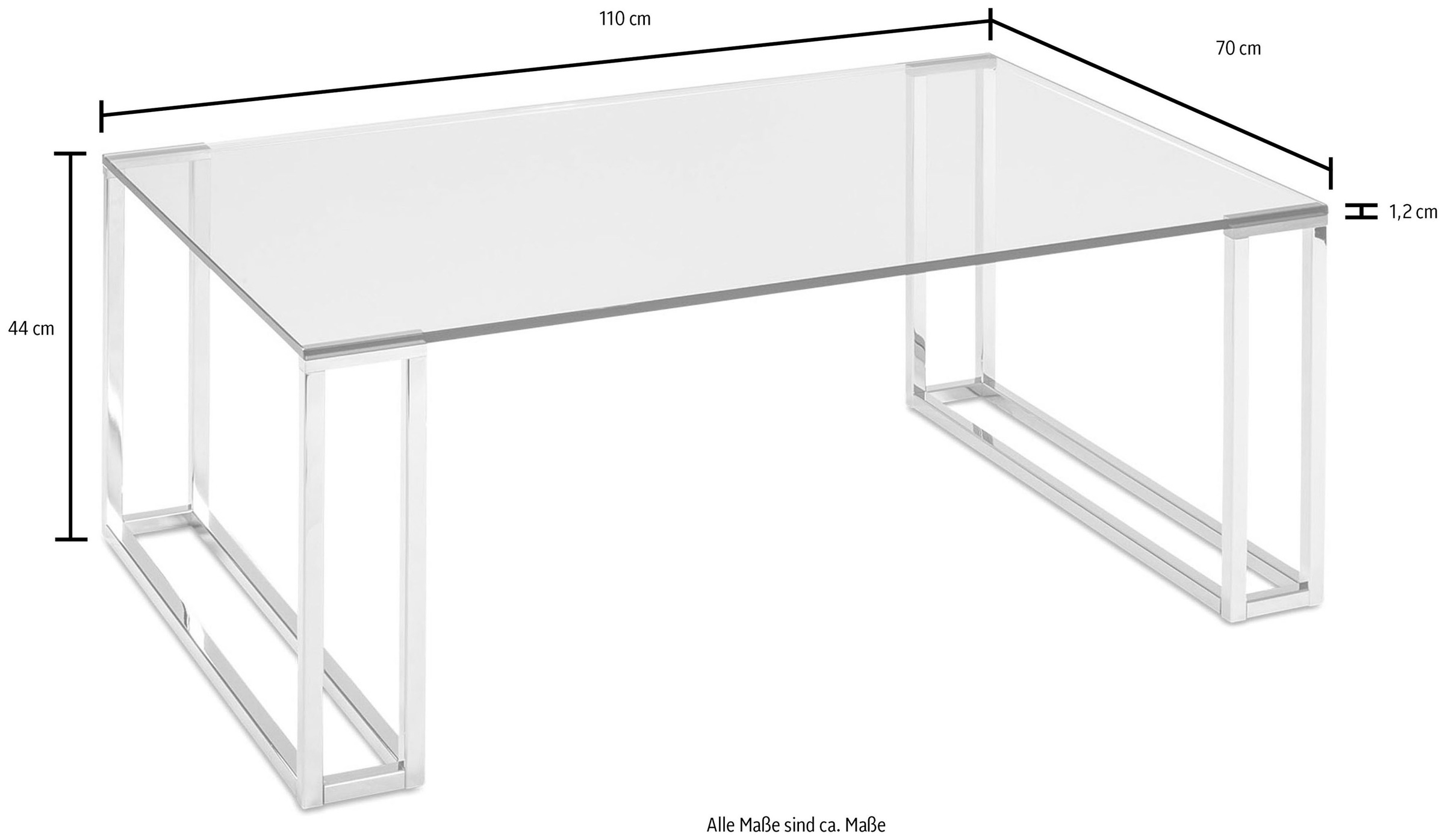 HASSE MÖBEL COLLECTION Couchtisch »8250«, wahlweise in Klarglas oder Rauchglas erhältlich