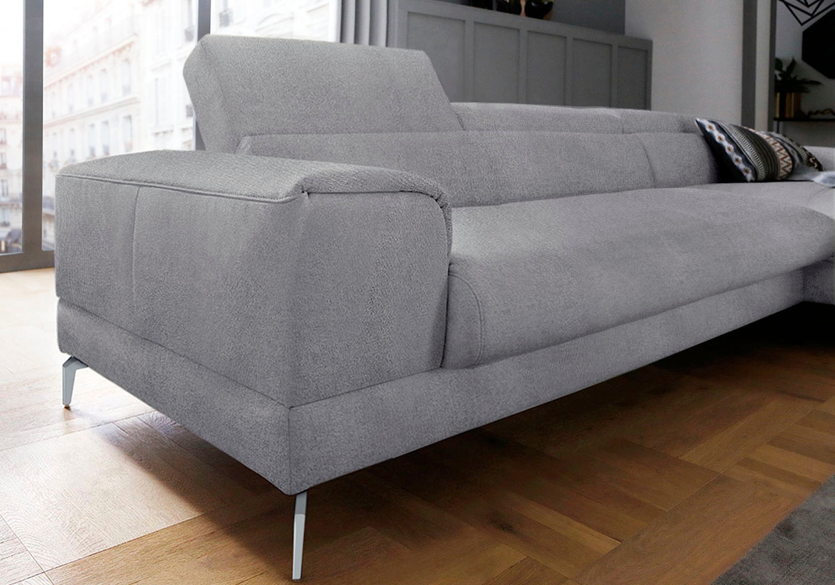 W.SCHILLIG Ecksofa »piedroo, Designsofa mit tollem Sitzkomfort, elegant und bequem, L-Form«, Kopfteilverstellung, wahlweise mit Sitztiefenverstellung, Breite 343cm