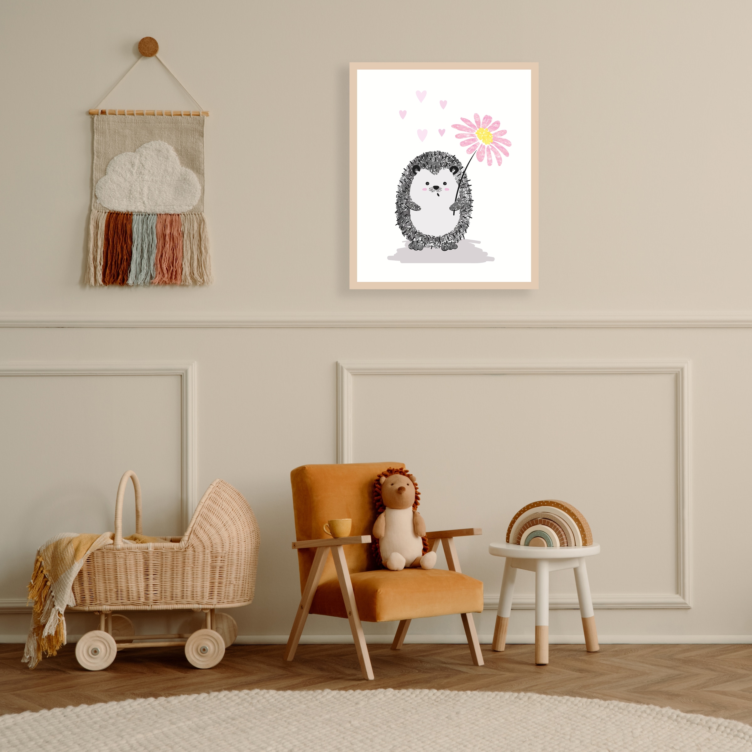 Lüttenhütt Bild mit Rahmen »oder Poster, Igel mit Herzen und Blume«, Fantas günstig online kaufen