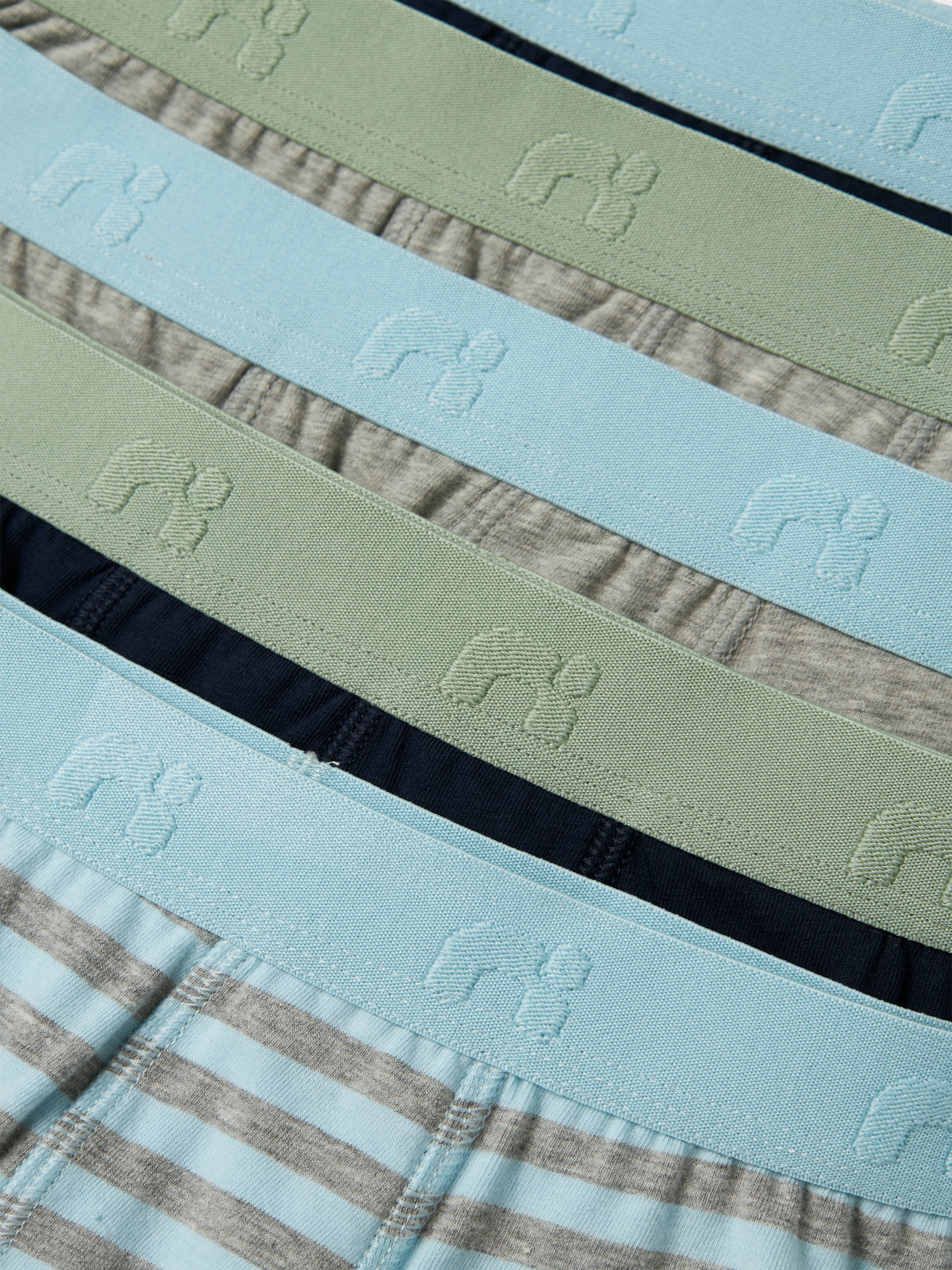 Name It Trunk »NKMBOXER für Jungen mit Logoschriftzug und weichem Bund« Packung, 5 Stk. eng, Jersey, aquamarine, angesetztes Bündchen