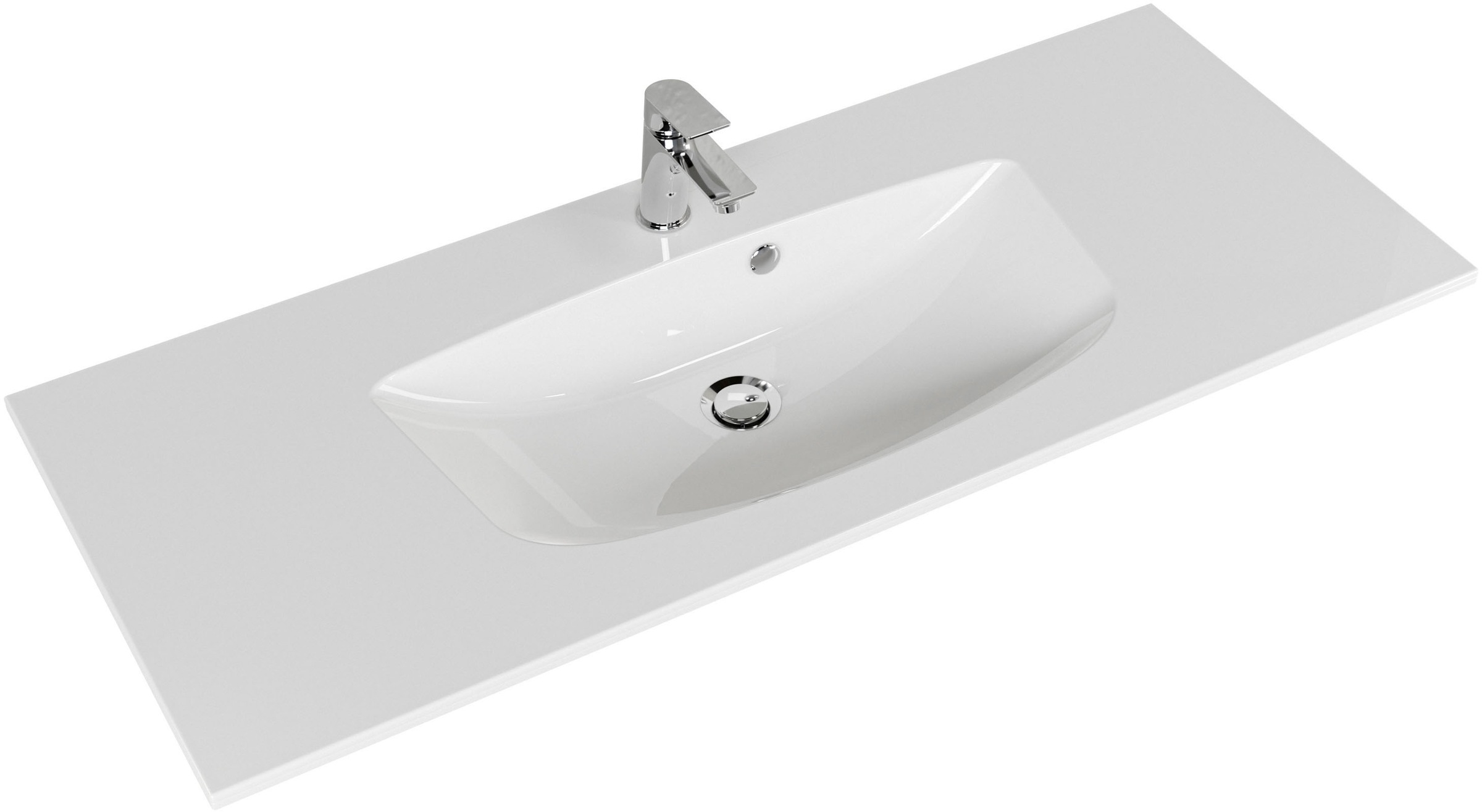 Saphir Badmöbel-Set »Serie 6025 2-teilig Mineralmarmor-Waschtisch mit LED-Spiegelschrank«, (2 St.), Waschplatz 117cm breit, 2 Schubladen, 3 Spiegel-Türen, inkl Türdämpfer