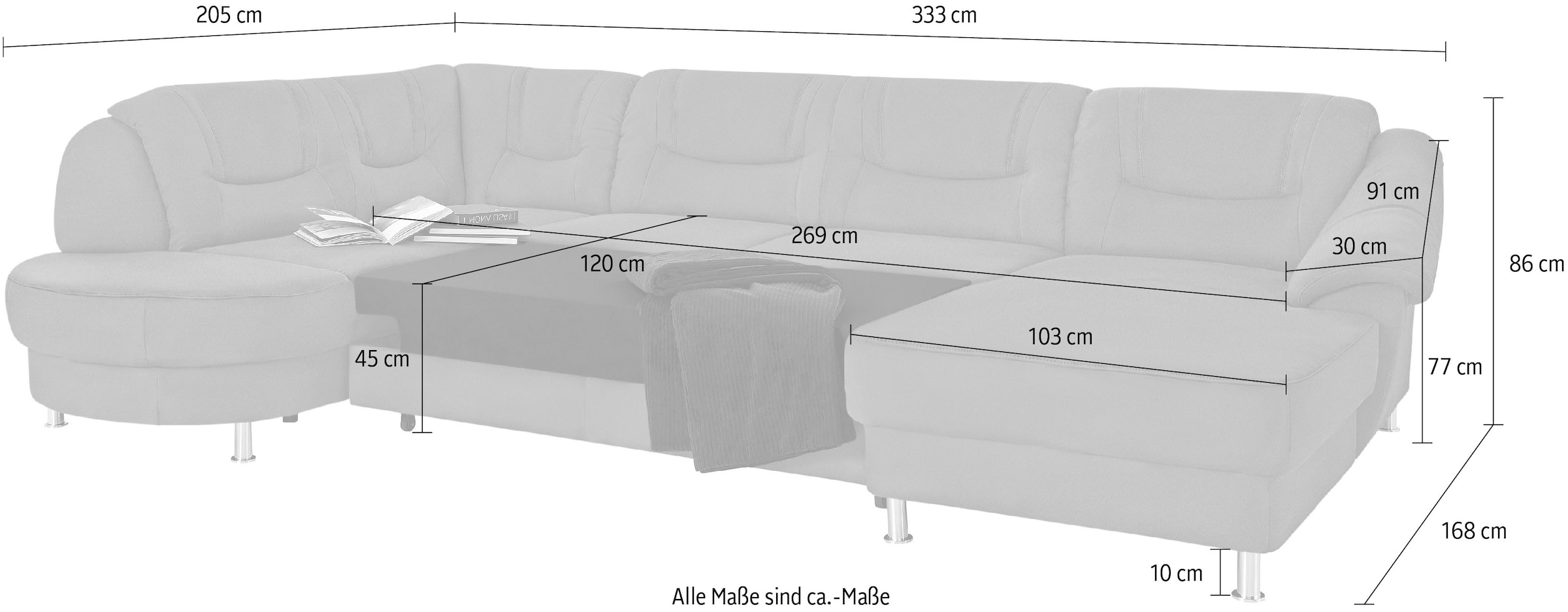 sit&more Wohnlandschaft »Salsa U-Form«, mit Federkern, wahlweise mit Bettfunktion
