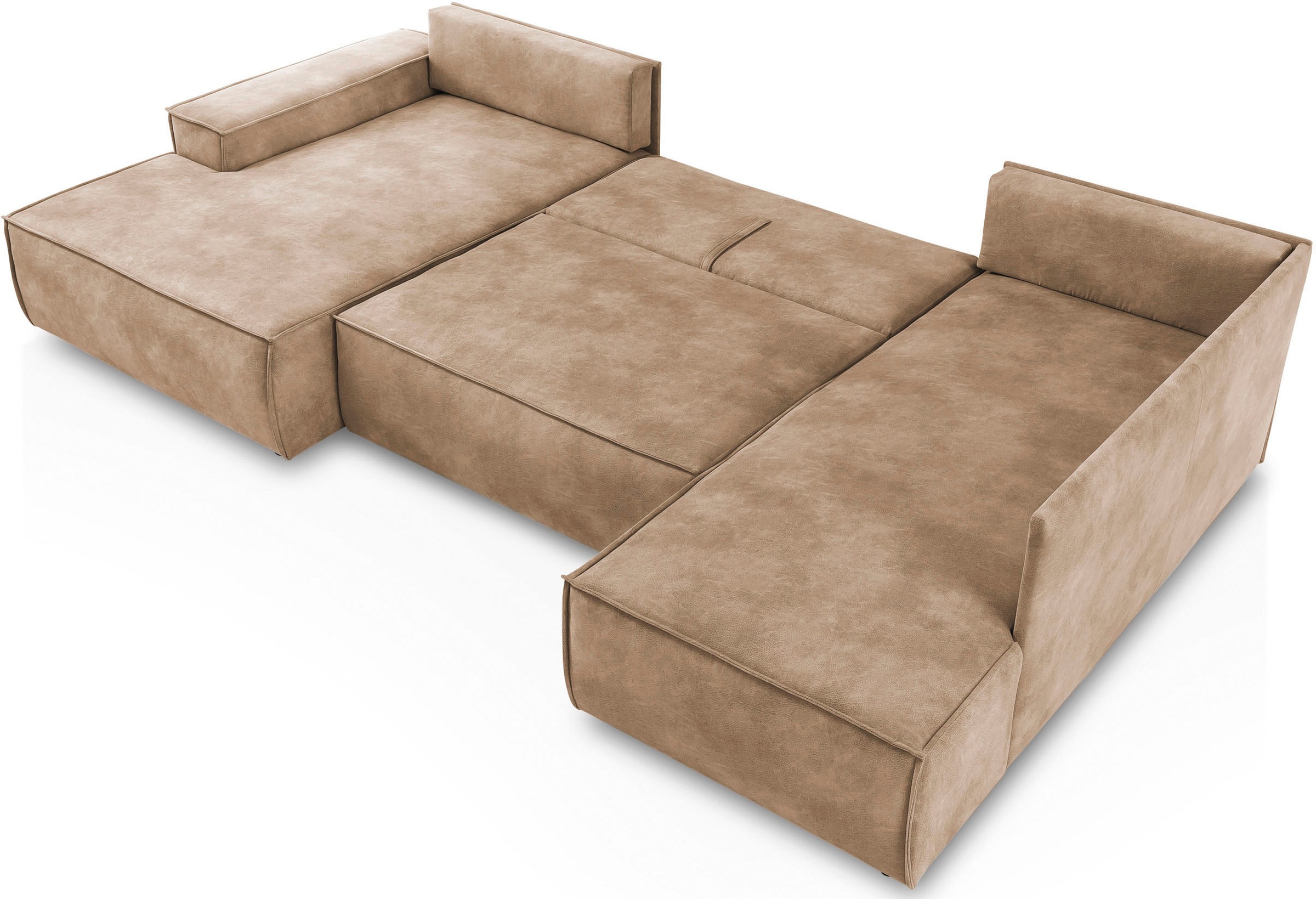 Home affaire Wohnlandschaft »SHERWOOD 329 cm, U-Form, Schlafsofa,«, Schlaffunktion m. Bettkasten (194x139 cm), Cord, Vintage, Samtvelours