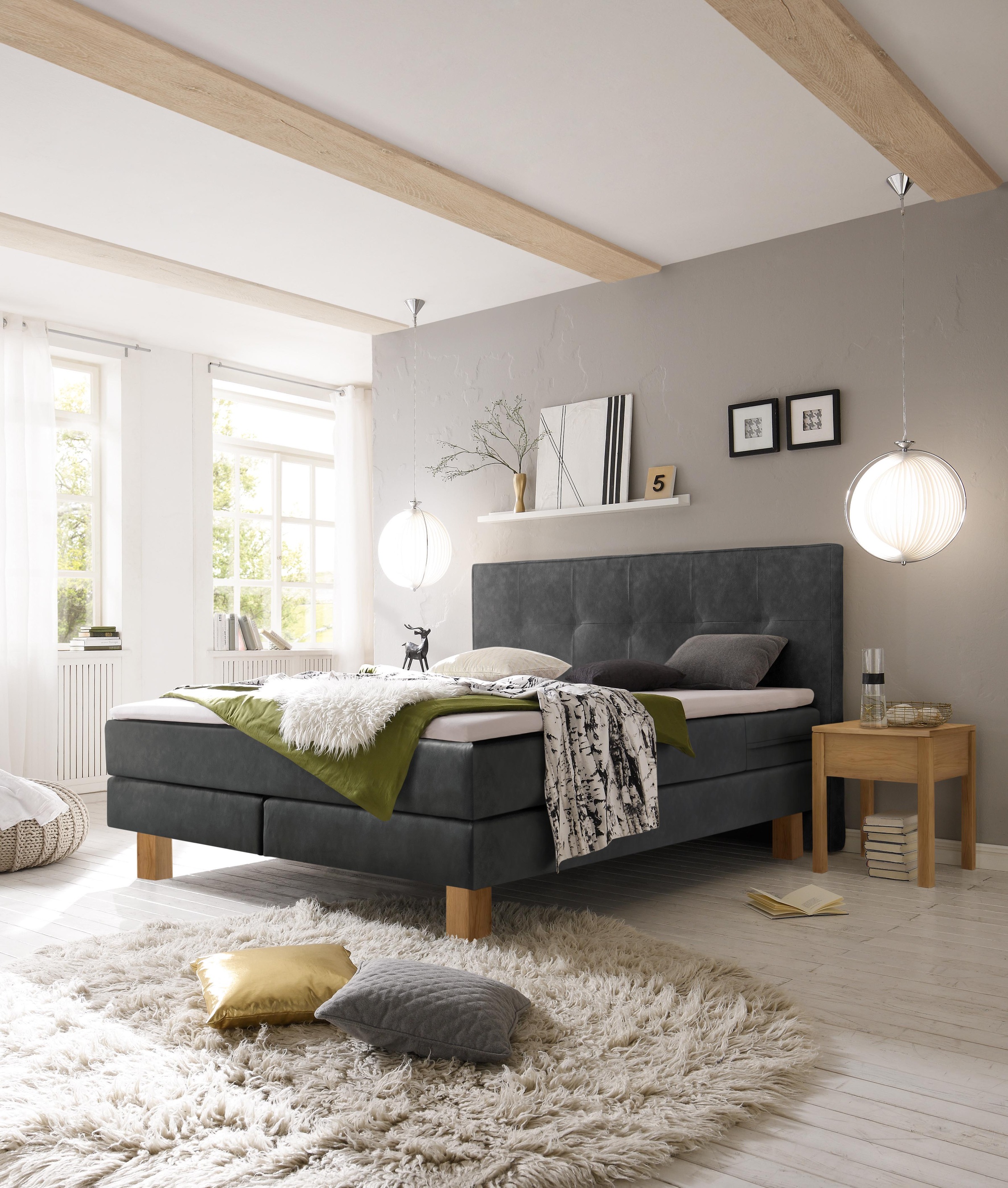HASENA Boxspringbett "Lodge" Boxspringbett, Eichenfüsse, straffe Bezüge, ge günstig online kaufen