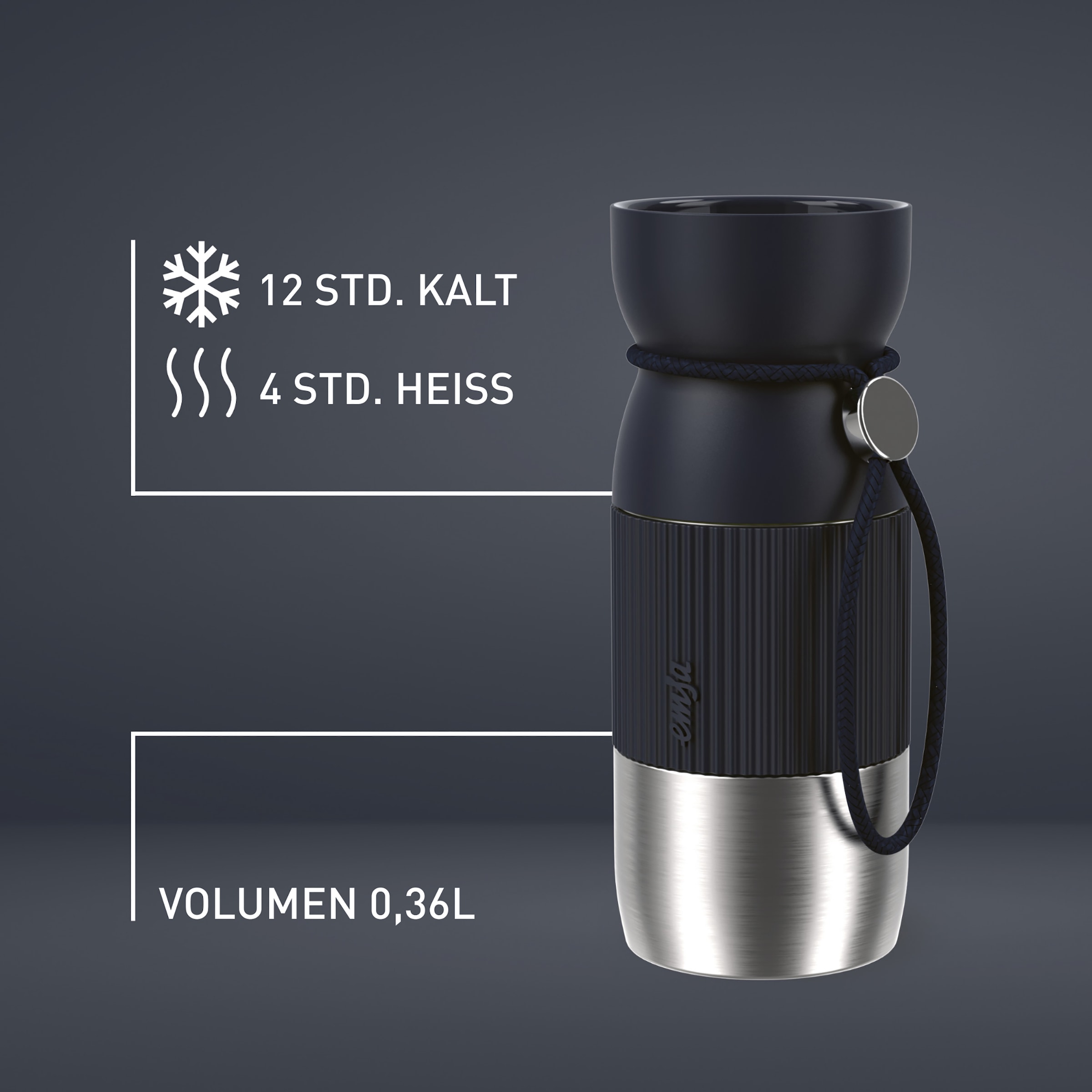Emsa Thermobecher »beYou Cup« 0,36 Liter, aromatischer Trinkgenuss, 100% dicht, mit Trageband