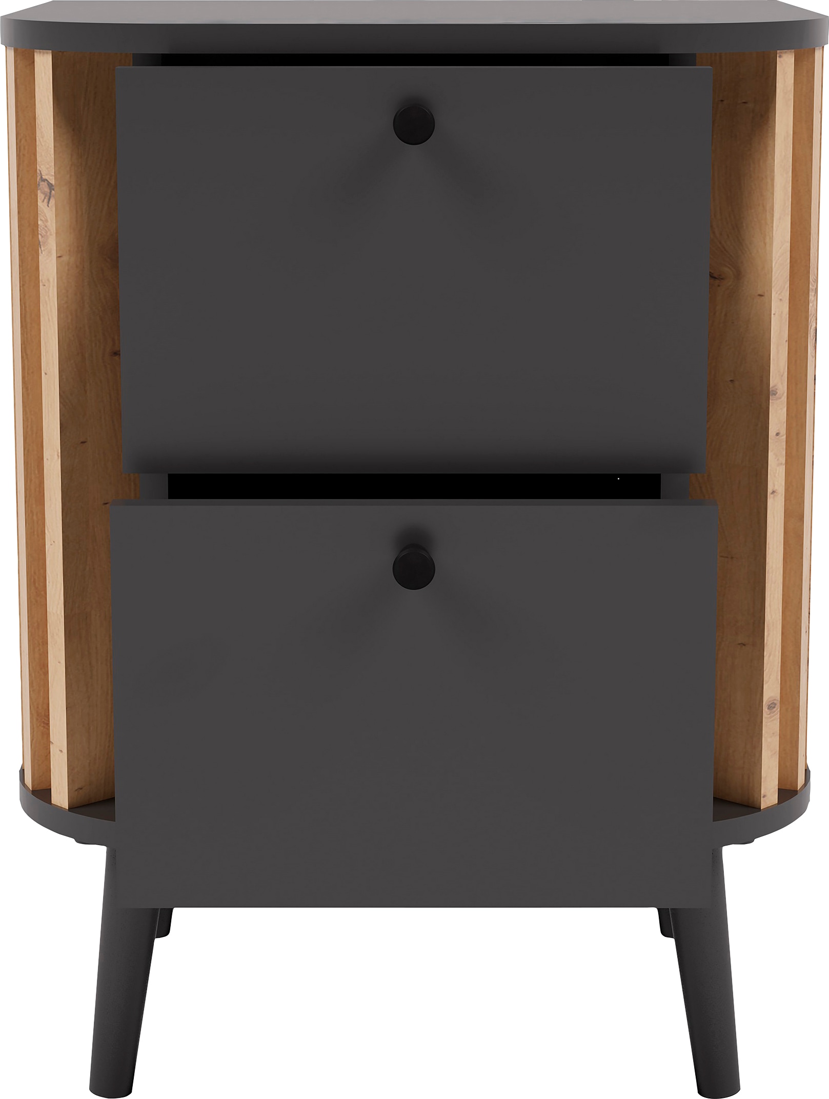 INOSIGN Kommode »Stavanger, Höhe 60 cm, Paneel-Stäbchen-Optik, 2 Schubkästen« 1 Stk. tlg. Nachtkonsole, Nachttisch, Nako, Kommode