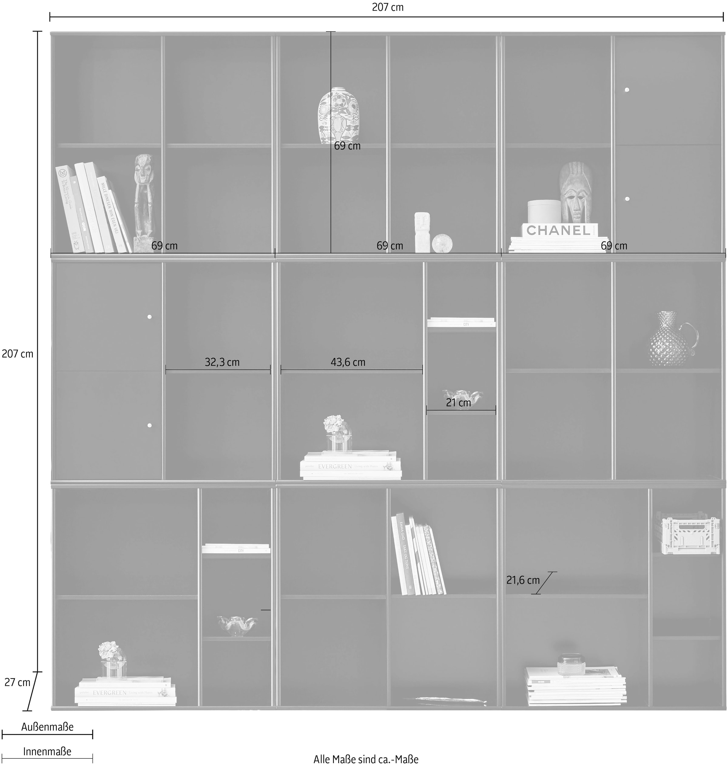 Hammel Furniture Bücherregal »Mistral Kubus«, kaufen 9 2 Breite Türenset, Kombination online mit Modulen, 207cm aus