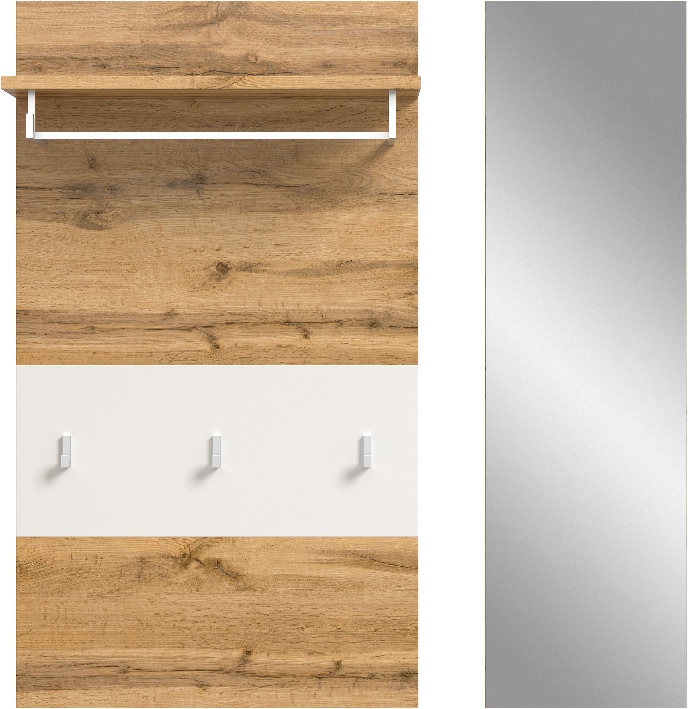 INOSIGN Garderobenpaneel »AOSTA-PANEEL«, (2 St.), Paneel mit Spiegel, Breite: 60 cm, Garderobe, Flur, Diele