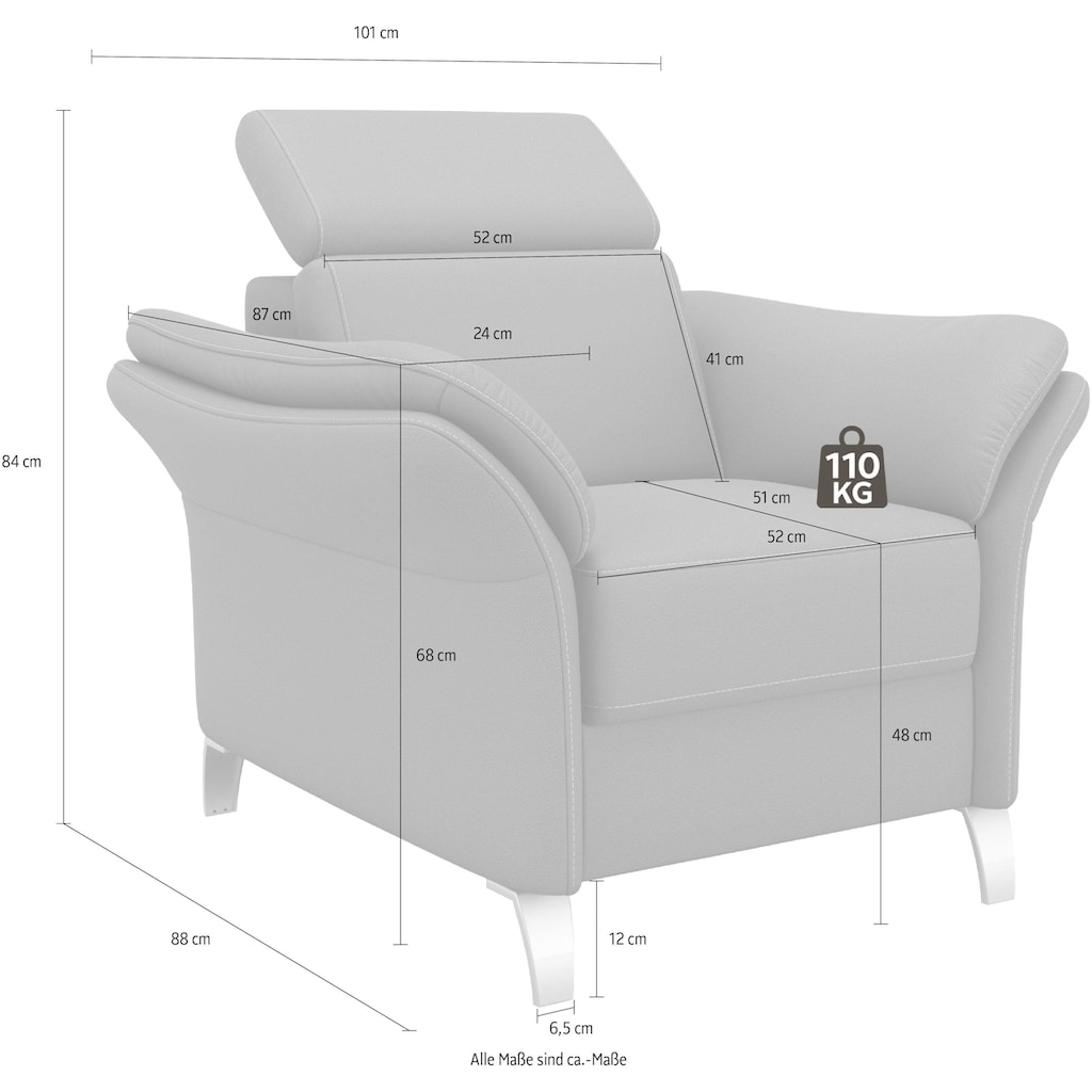 sit&more Sessel, inklusive Kopfteilverstellung