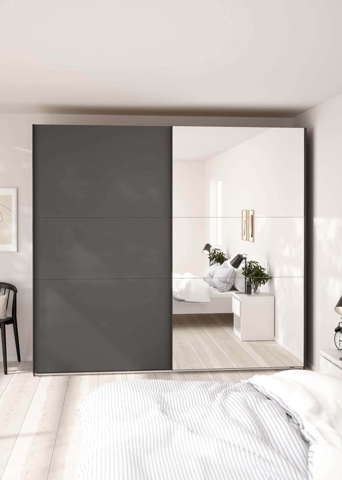 Home affaire Schwebetürenschrank »Como«, 1 Schiebetür, 1 Spiegelschiebetür, Kleiderstange, Einlegeboden