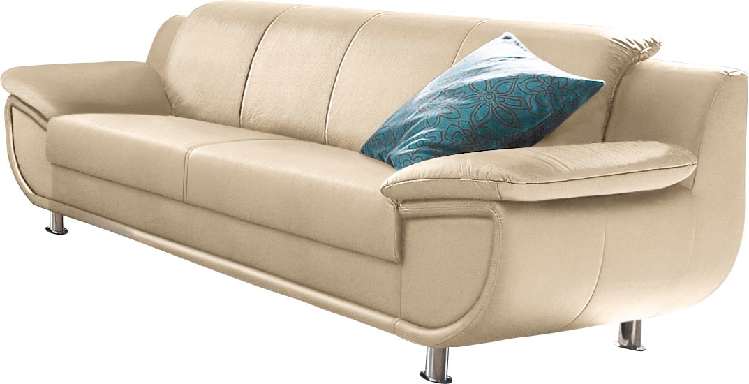 TRENDMANUFAKTUR 3-Sitzer »Rondo, Breite 207 cm, breite Armlehnen, Füße chromfarben«, Big-Sofa wahlweise mit Federkern, in verschiedenen Bezügen bestellbar