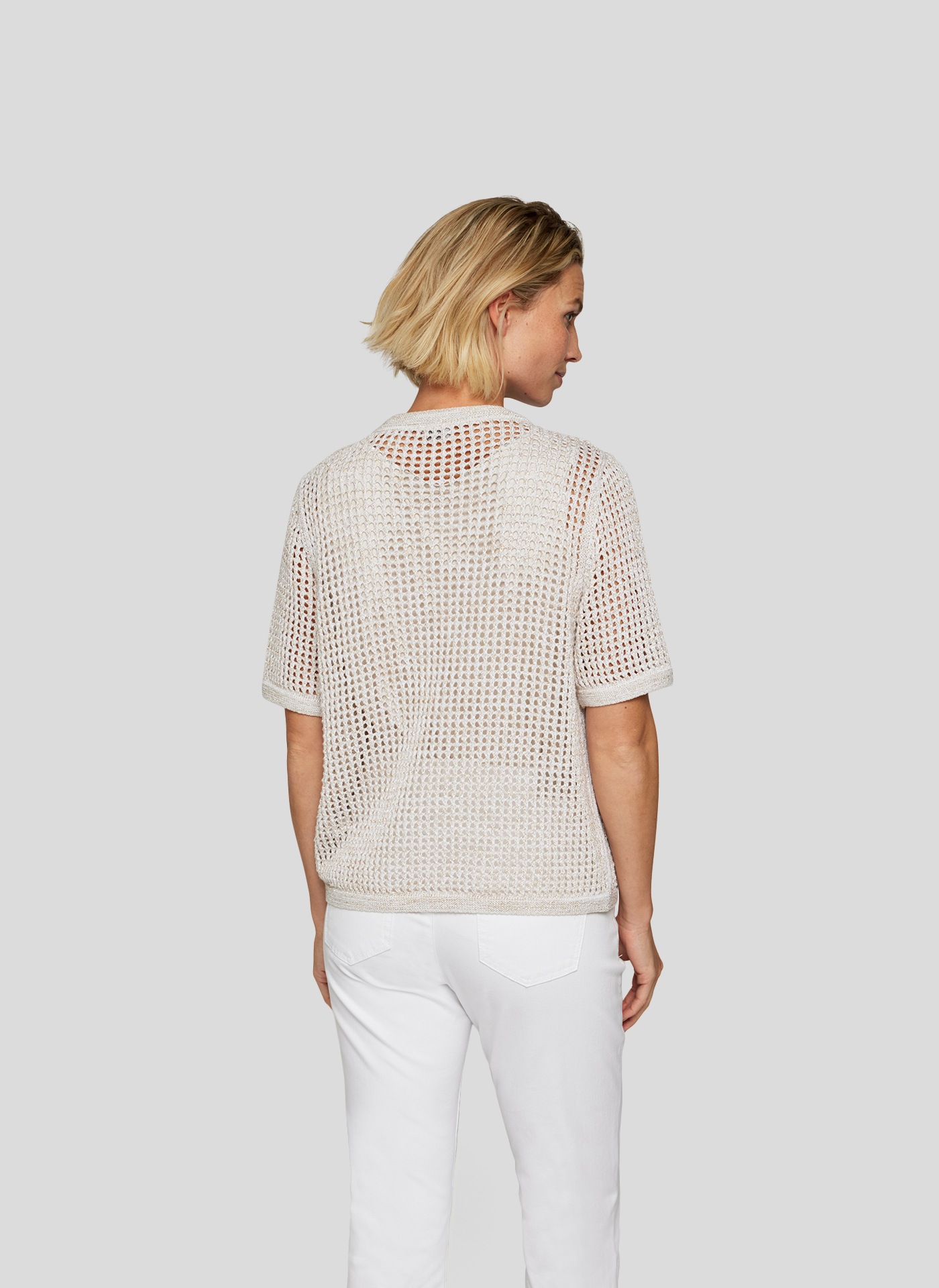 Rabe Strickjacke, kurzarm, mit Loch-Struktur und Knopfverschluss