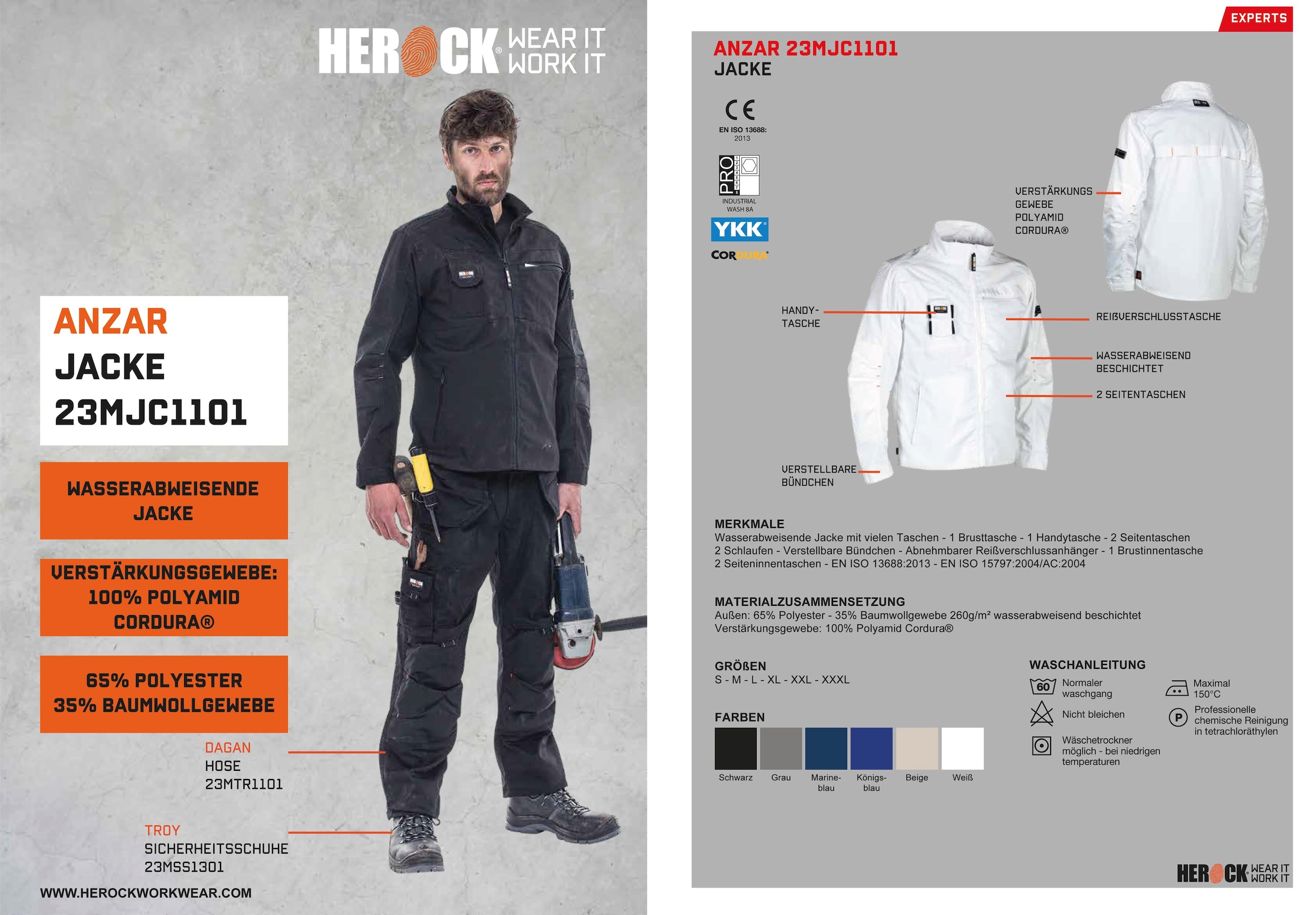 robust Herock - Bündchen 7 - »Anzar Wasserabweisend Jacke«, - Arbeitsjacke verstellbare online bei Taschen