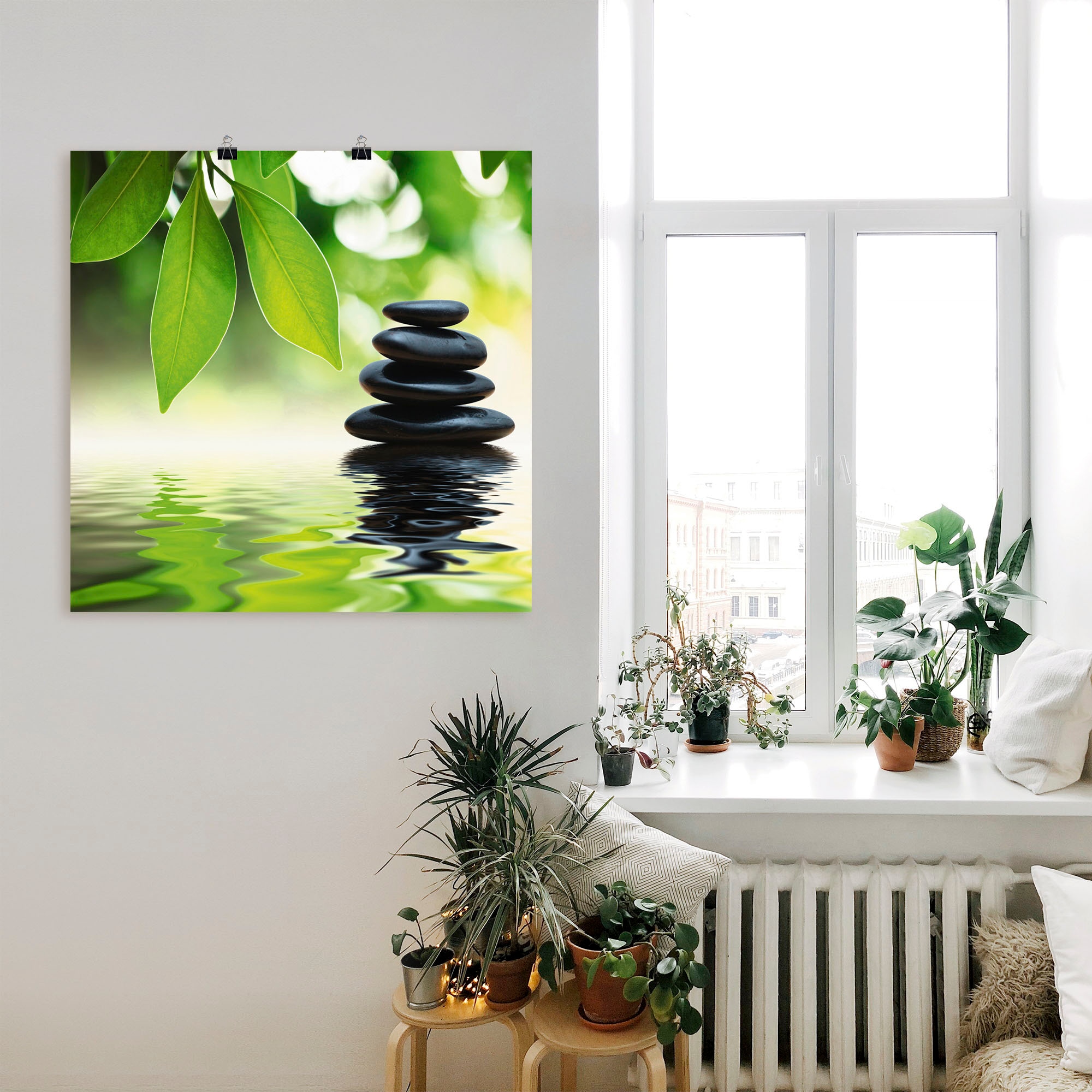 Artland Wandbild »Zen Steinpyramide auf Wasseroberfläche«, Zen, (1 St.), als Leinwandbild, Poster, Wandaufkleber in verschied. Größen