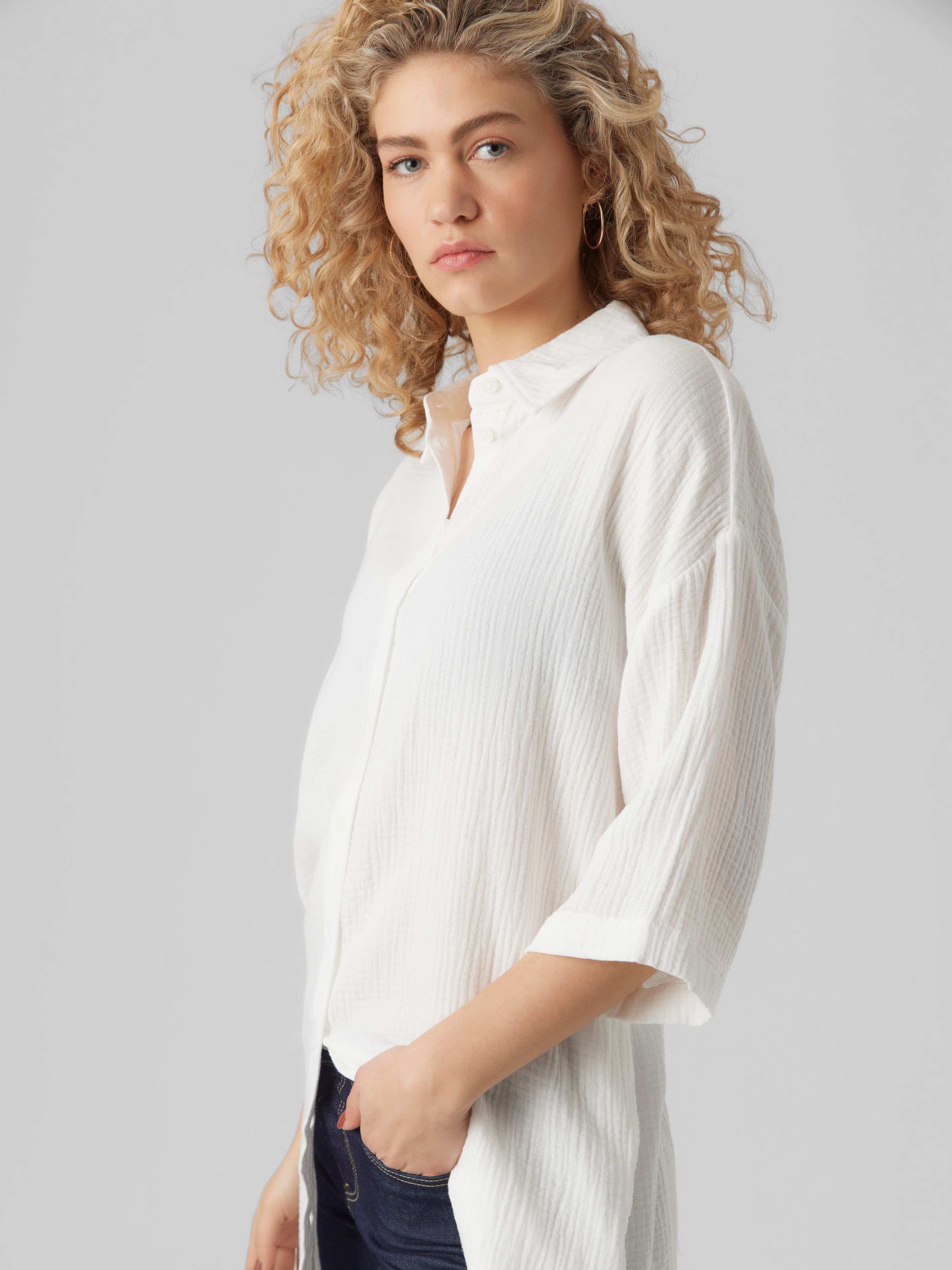 Vero Moda Hemdblusenkleid »VMNATALI 3/4 LONG OVERSHIRT  NOOS« Sommerkleid, mit 3/4 Ärmel