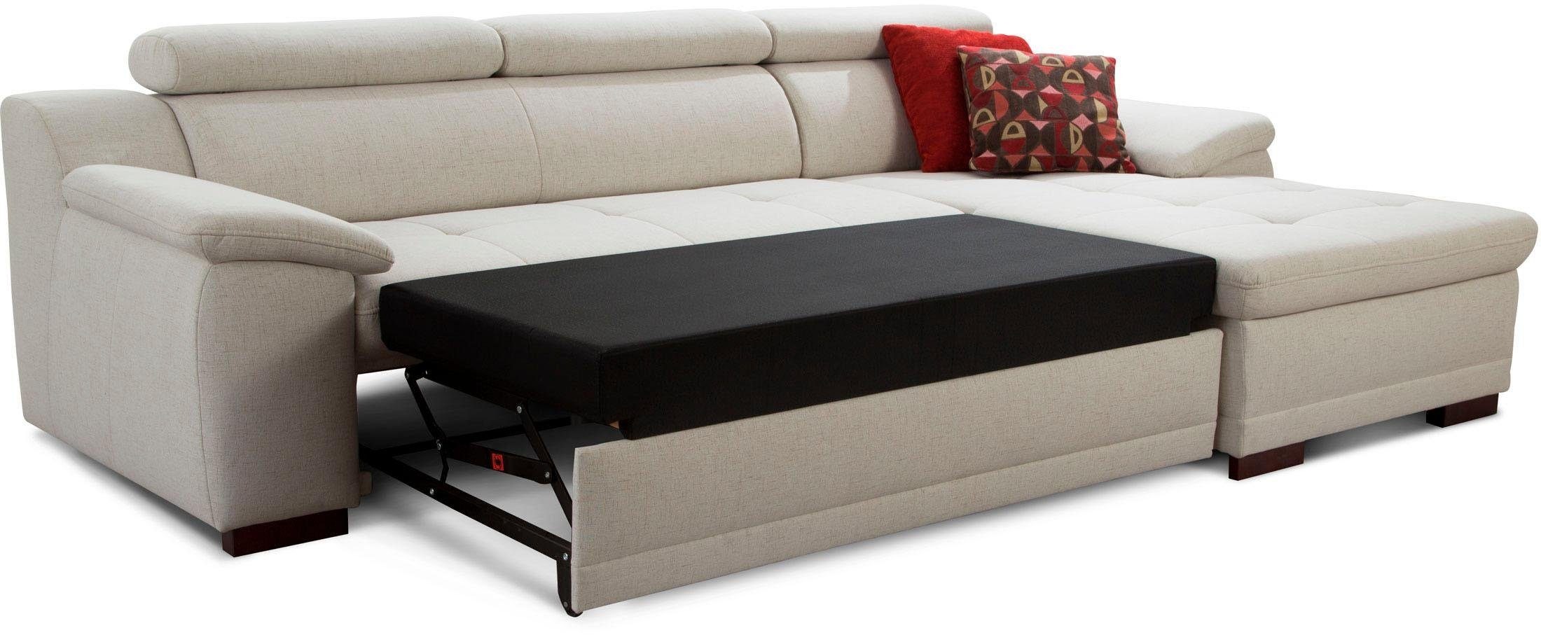 sit&more Ecksofa »Andiamo L-Form«, wahlweise mit Bettfunktion, inklusive Kopfteilverstellung