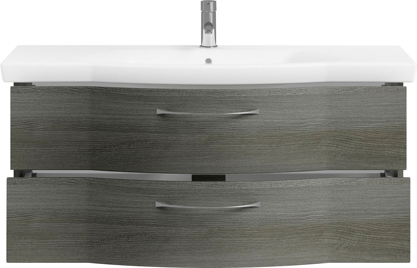 Saphir Badmöbel-Set »6005 Sprint Keramik-Waschtisch mit LED-Spiegelschrank, 122 cm breit«, (2 St.), Waschplatz inkl. Türdämpfer, 3 Türen, 2 Schubladen, Waschtisch Set
