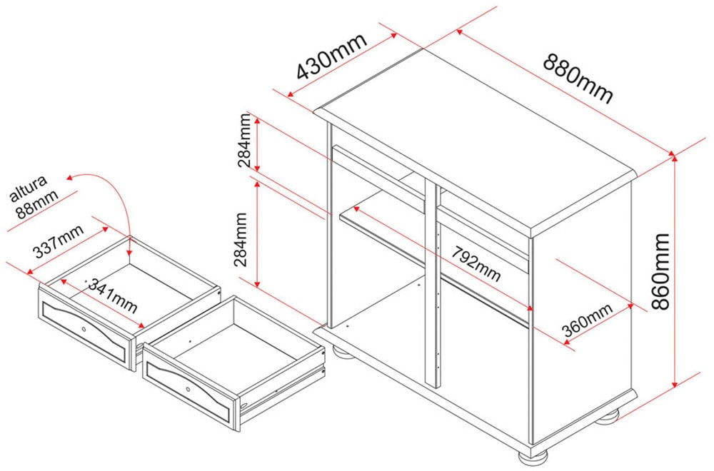 Inter Link Anrichte »Pamina« 1 Stk. tlg. Kiefer Massiv, Landhaus, BxTxH: ca. 88 x 43 x 87 cm