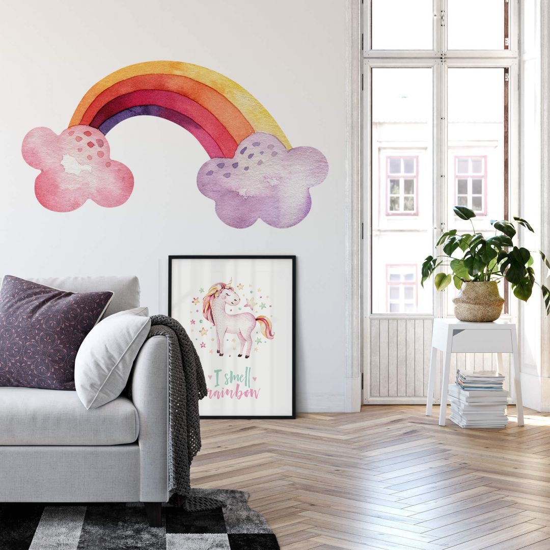 bestellen (1 Wolken«, Wall-Art »Bunter St.) Raten Wandtattoo Regenbogen auf