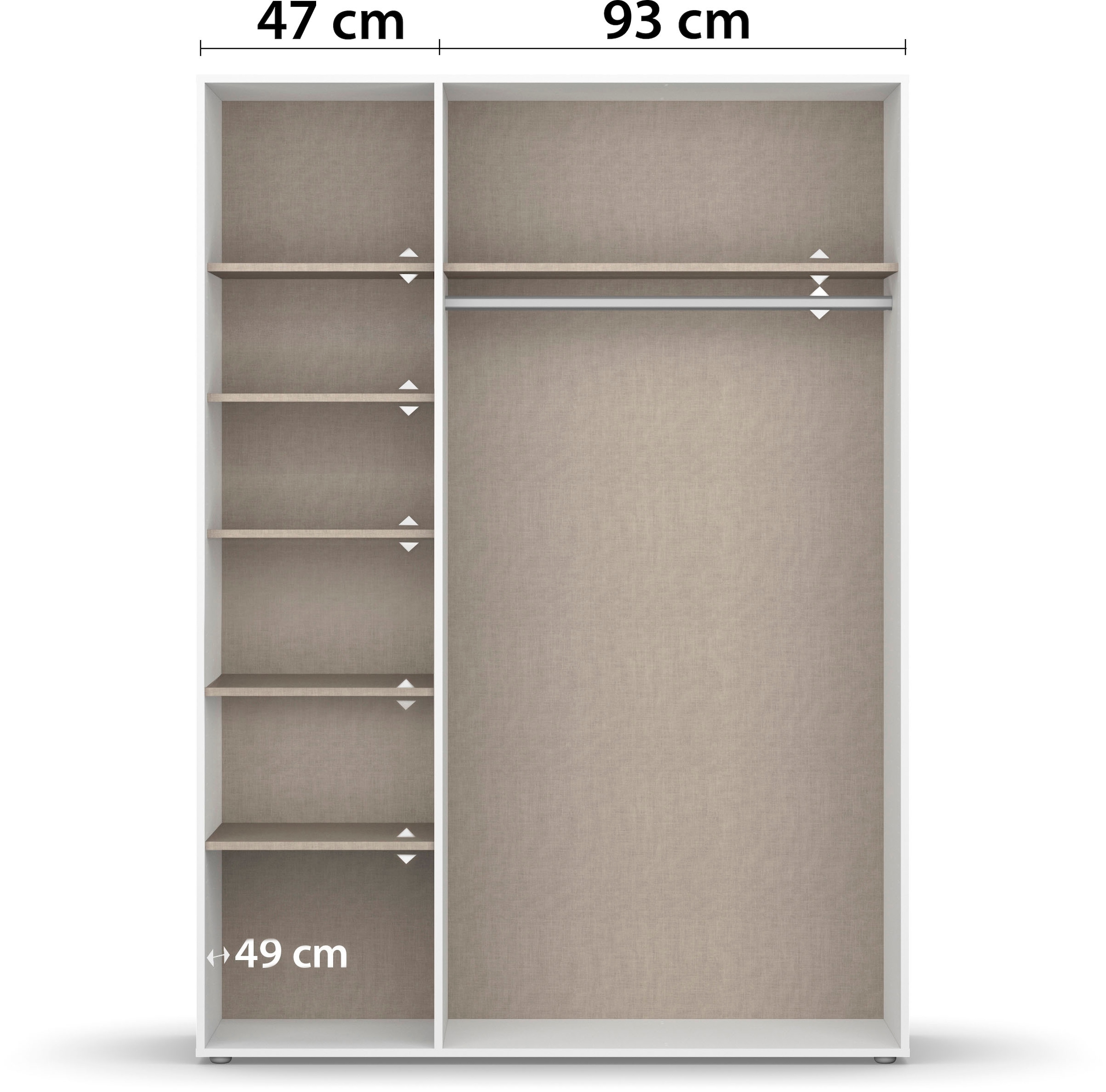 rauch Drehtürenschrank »Kleiderschrank Schrank Garderobe Wäscheschrank VOYAGER«, (in 3 verschiedenen Ausstattungen BASIC/CLASSIC/PREMIUM), mit modernen Griffen in Graumetallic und Spiegel