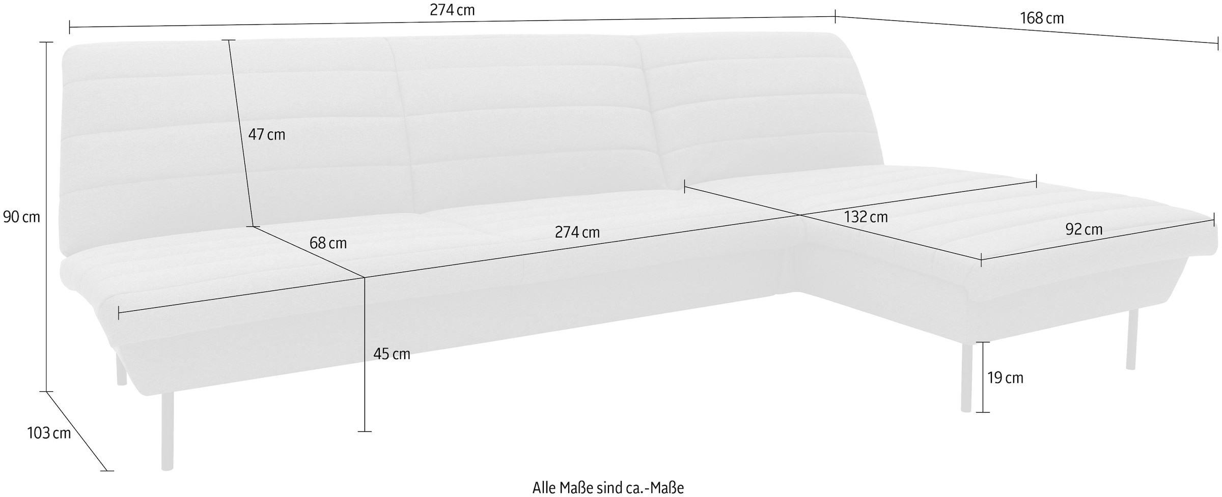 LOOKS by Wolfgang Joop Ecksofa »LOOKS IX L-Form«, Quersteppung, ohne Armlehnen