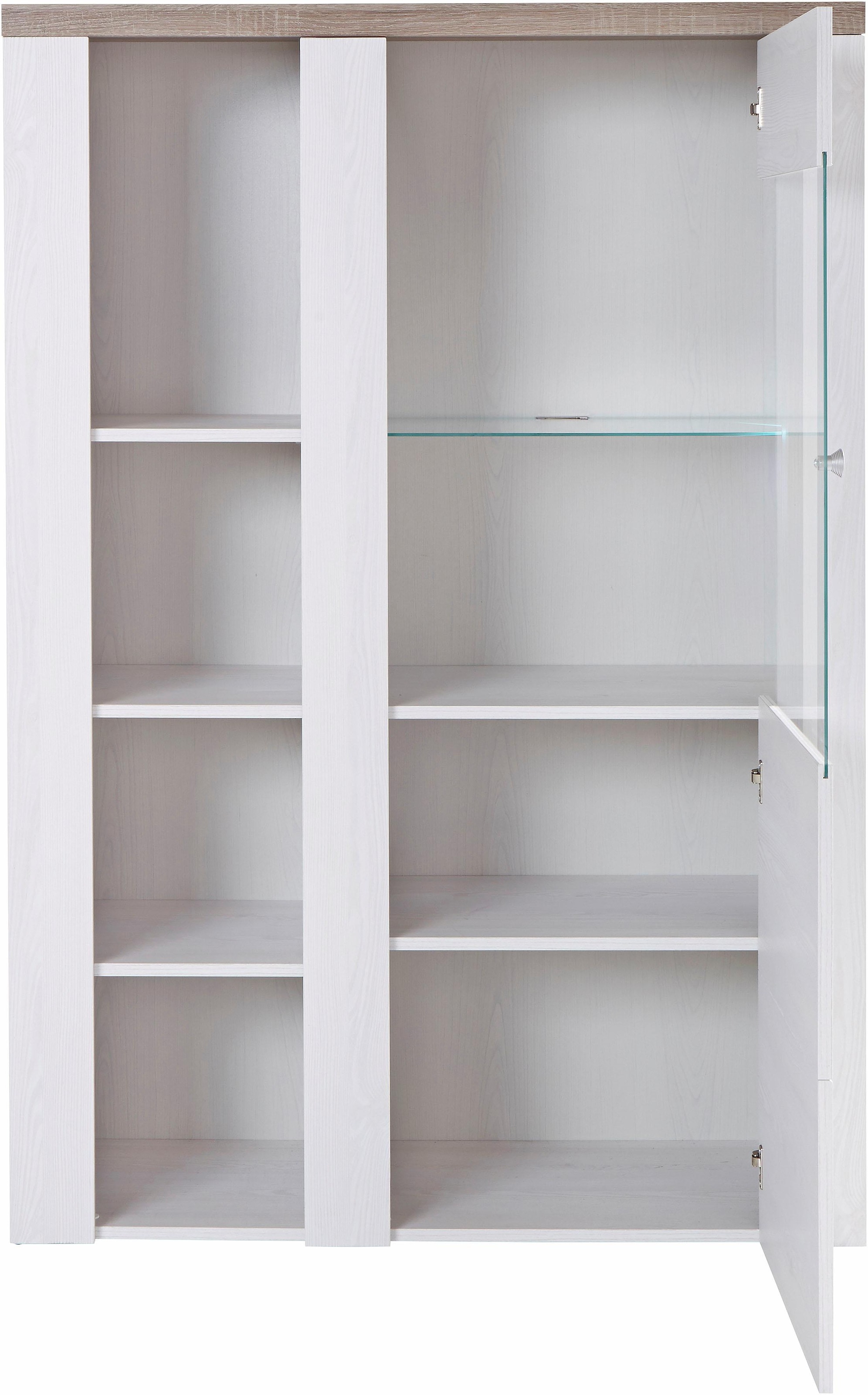 Home affaire Vitrine »Larona, zeitlose Glasvitirne, Hochschrank Höhe 205,6 cm«, Stauraumvitrine mit dekorativer Rahmenoptik