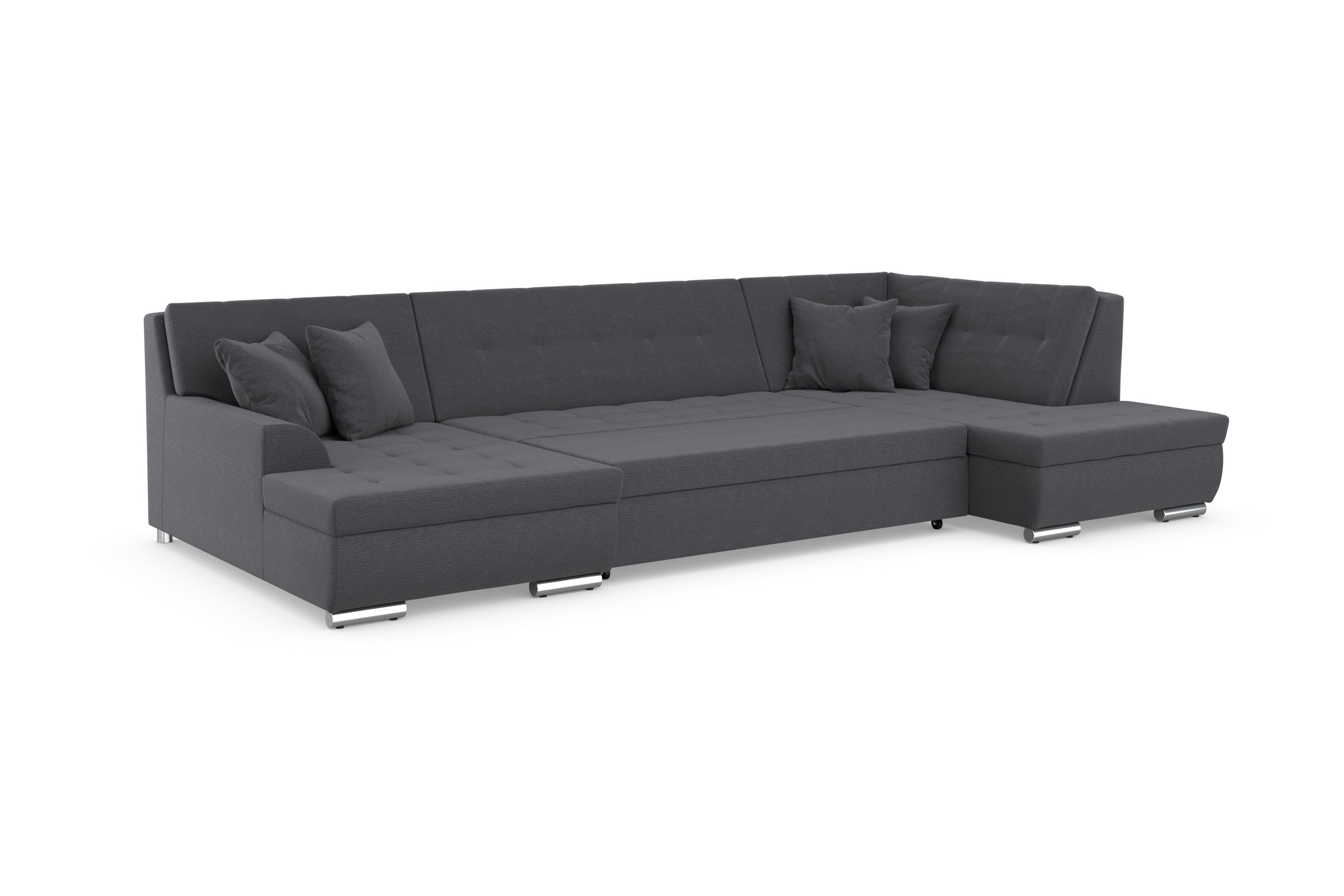 DOMO collection Wohnlandschaft »Treviso incl. Zierkissen, moderne Steppung, XXL: B/T/H: 364/201/83 cm«, wahlweise mit Bettfunktion, in vielen Bezugsarten auch in Cord U-Form