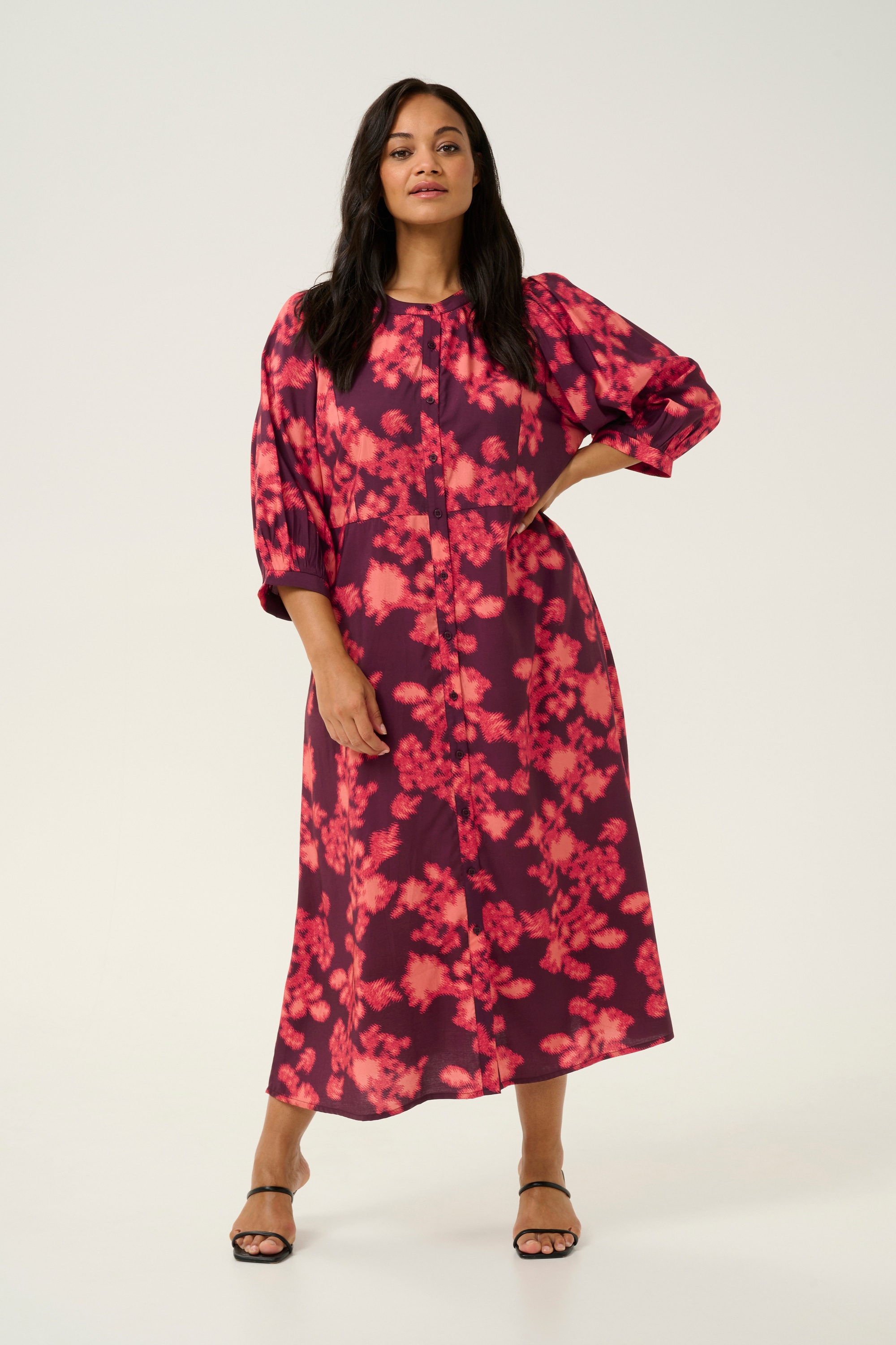 KAFFE Curve Midikleid »Damen Kleid KCmaddi«