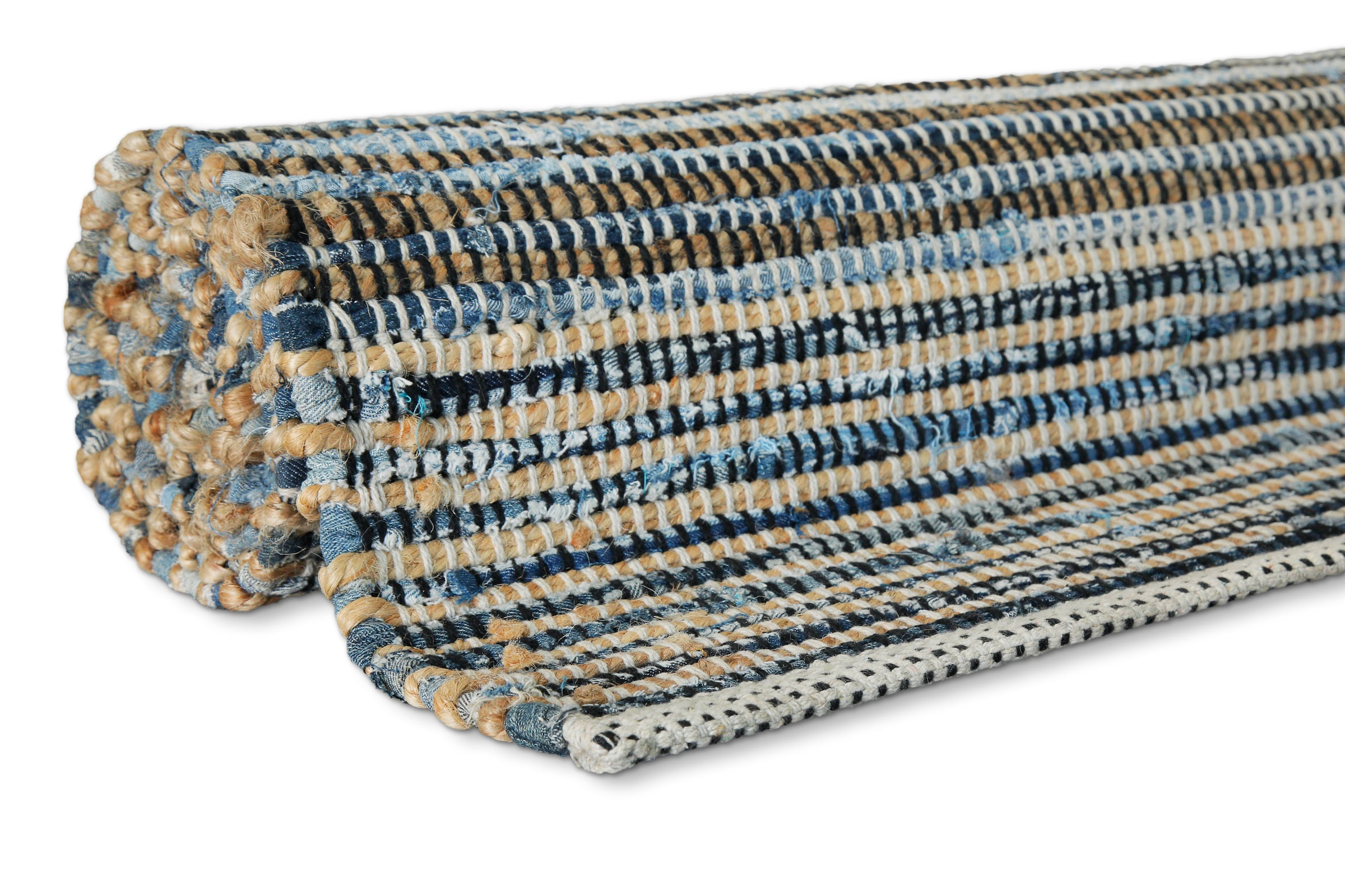 Wecon home Teppich »Denim Feels«, rechteckig, 6 mm Höhe, handgewebt, robust, pflegeleicht, skandi, Natur, Jute, Wohnzimmer
