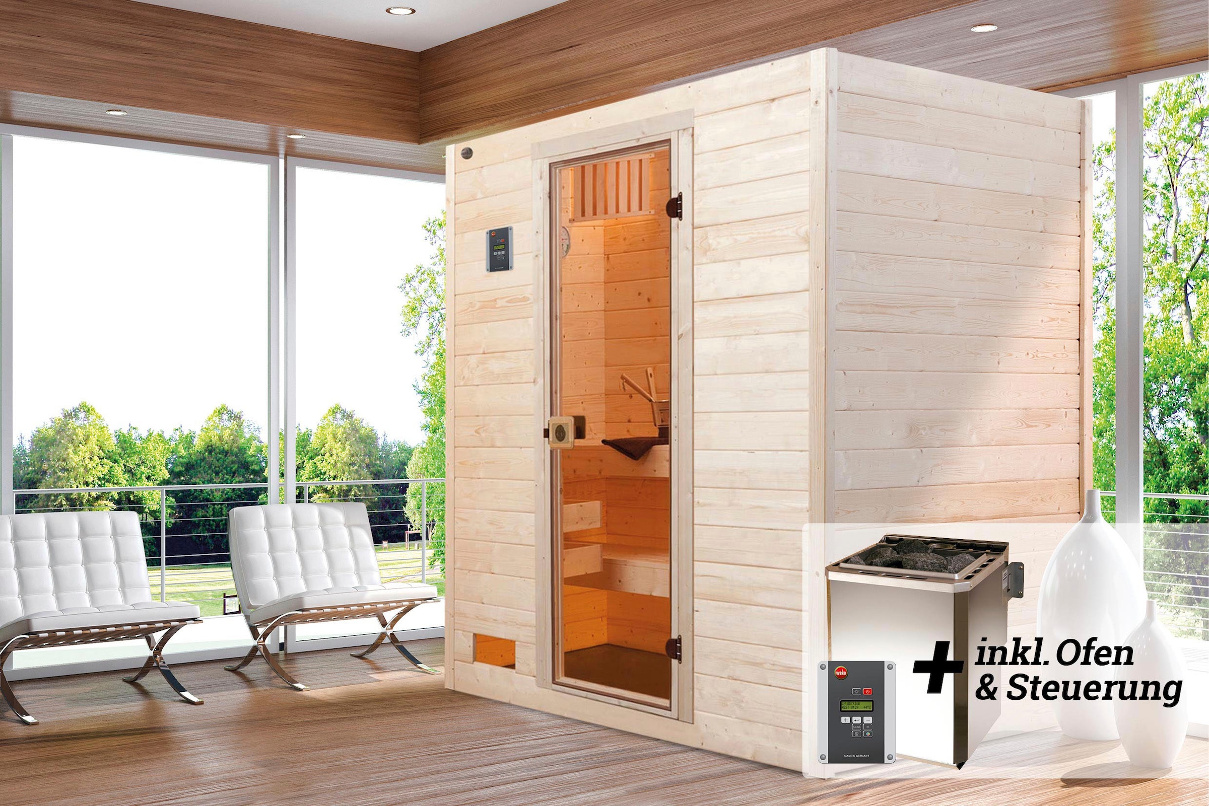 weka Sauna »Valida« Set,  4,5 kW Bio-Ofen mit digitaler Steuerung